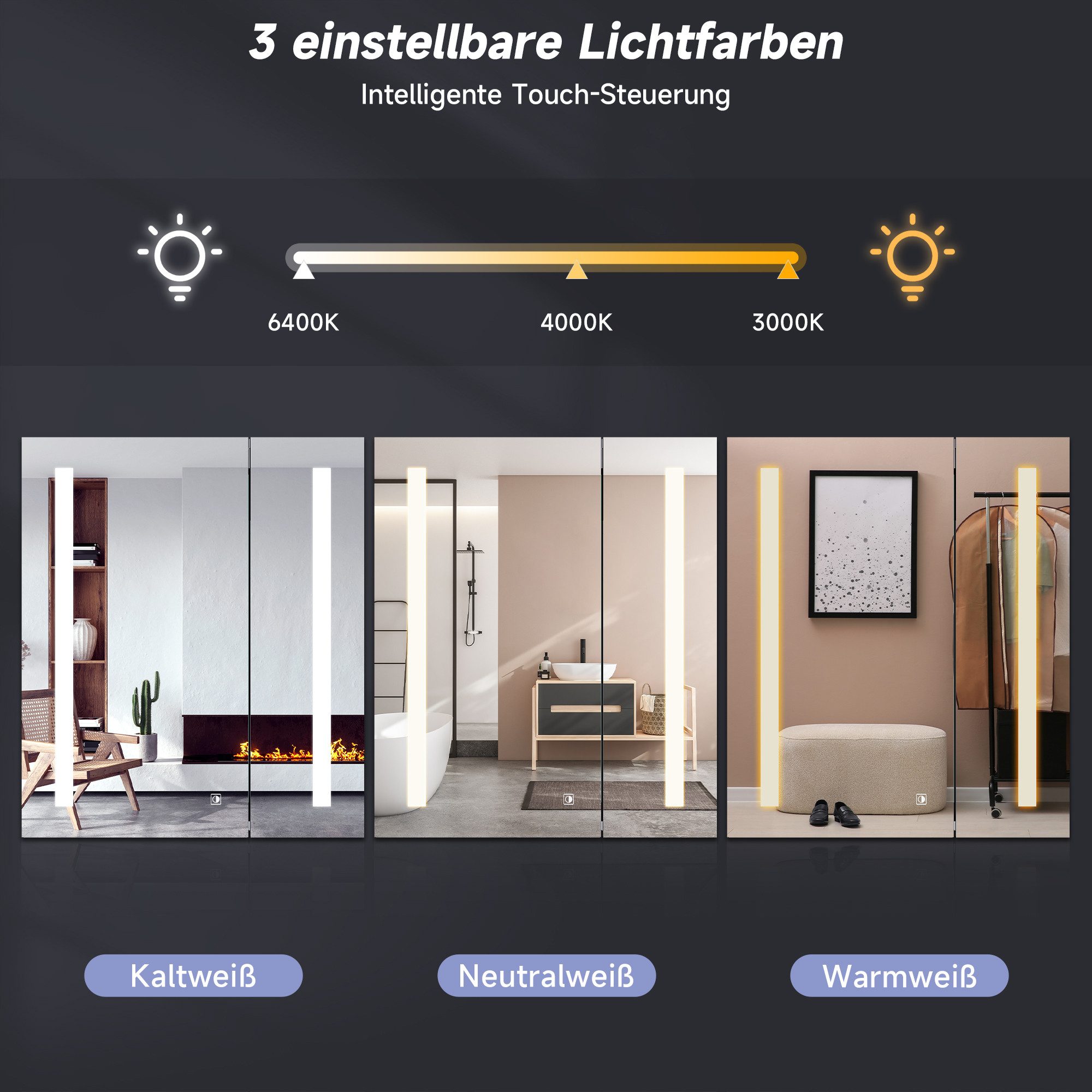 SONNI Spiegelschrank Spiegelschrank Badezimmer mit Beleuchtung günstig online kaufen