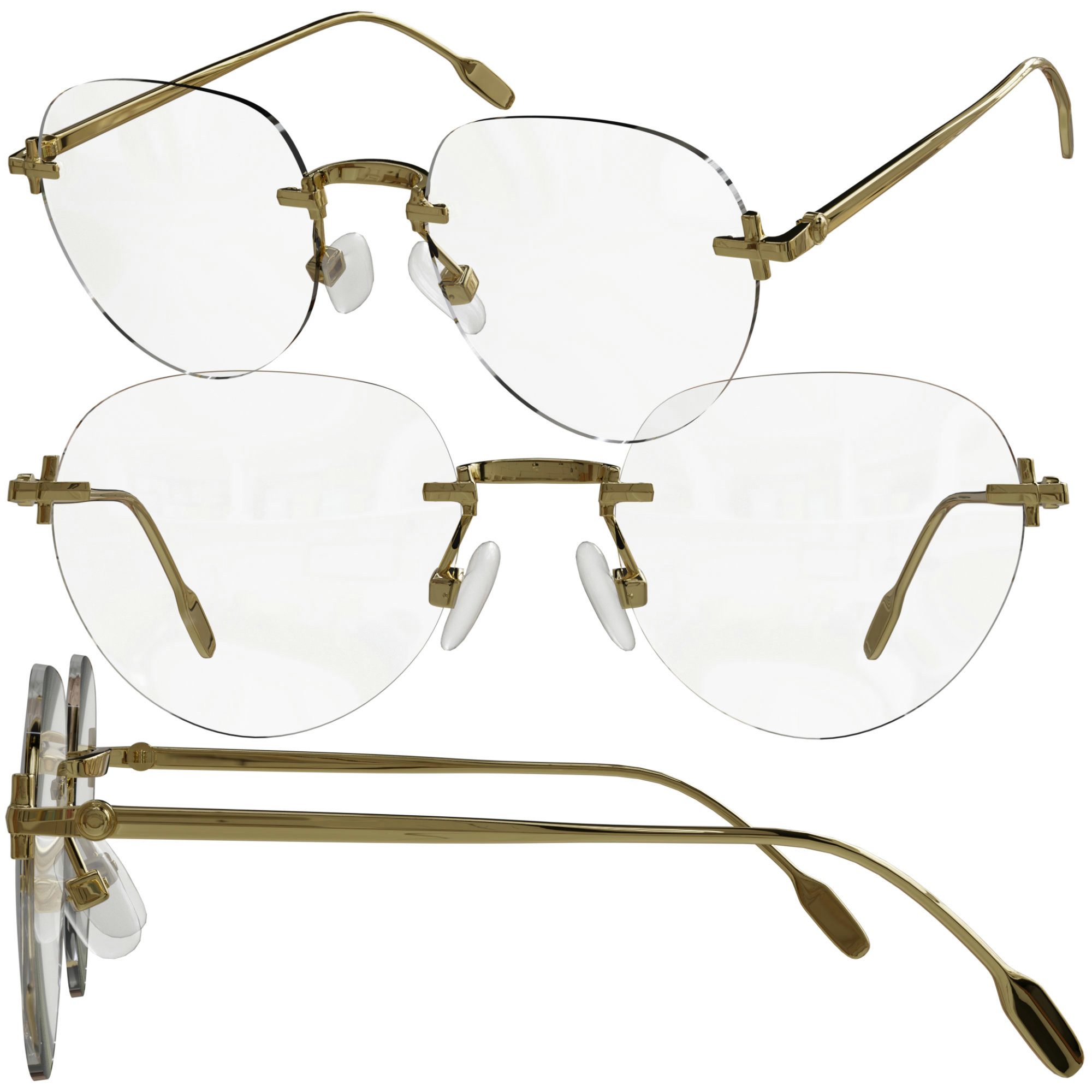 Pilotenbrille Blaulichtfilter Brille randlos, rechteckige Bildschirmbrille für Damen