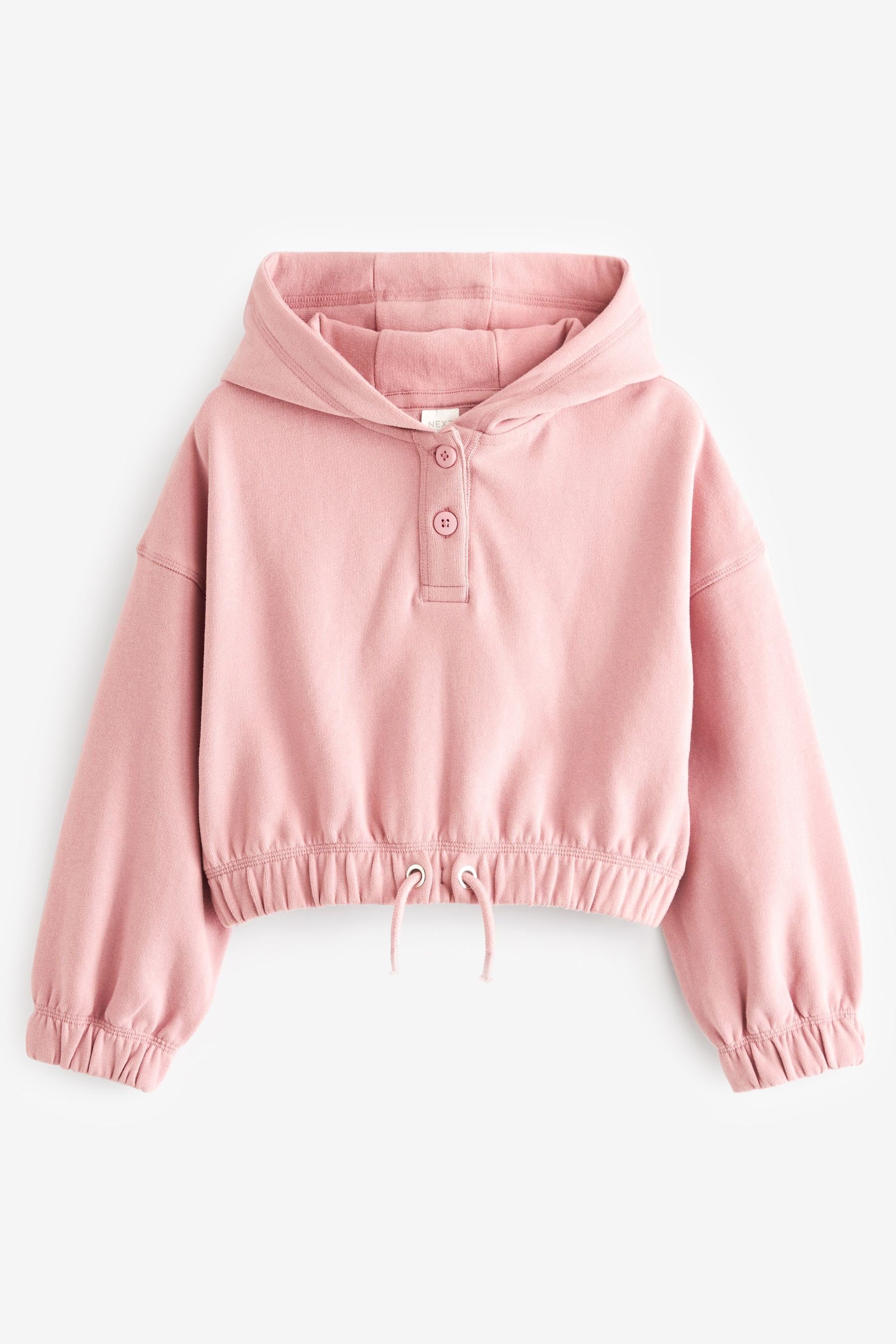 Next Kapuzensweatshirt Verkürztes Hoodie mit Knopfleiste (1-tlg) Pink