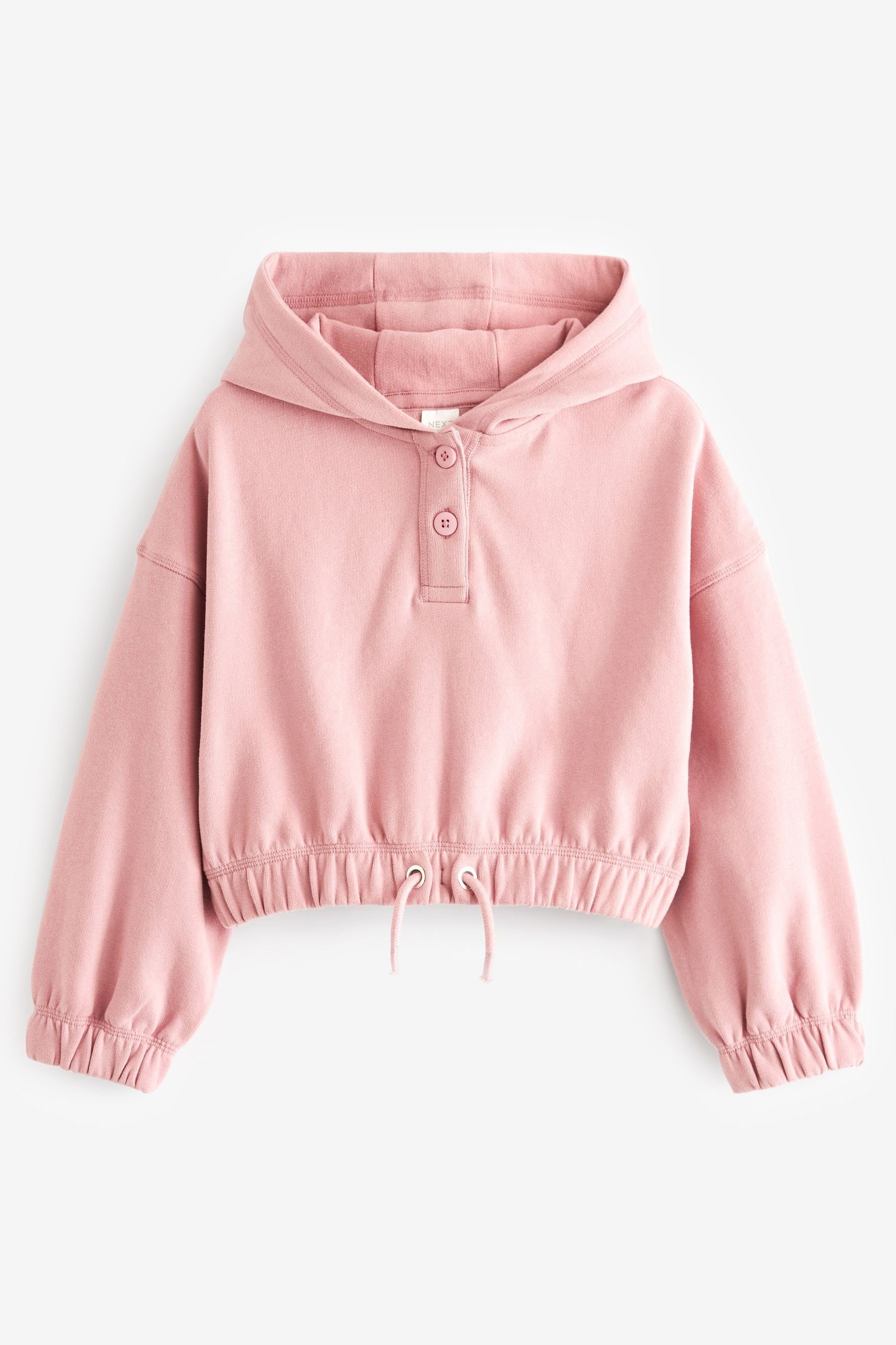 Next Kapuzensweatshirt Verkürztes Pink Knopfleiste (1-tlg) Hoodie mit