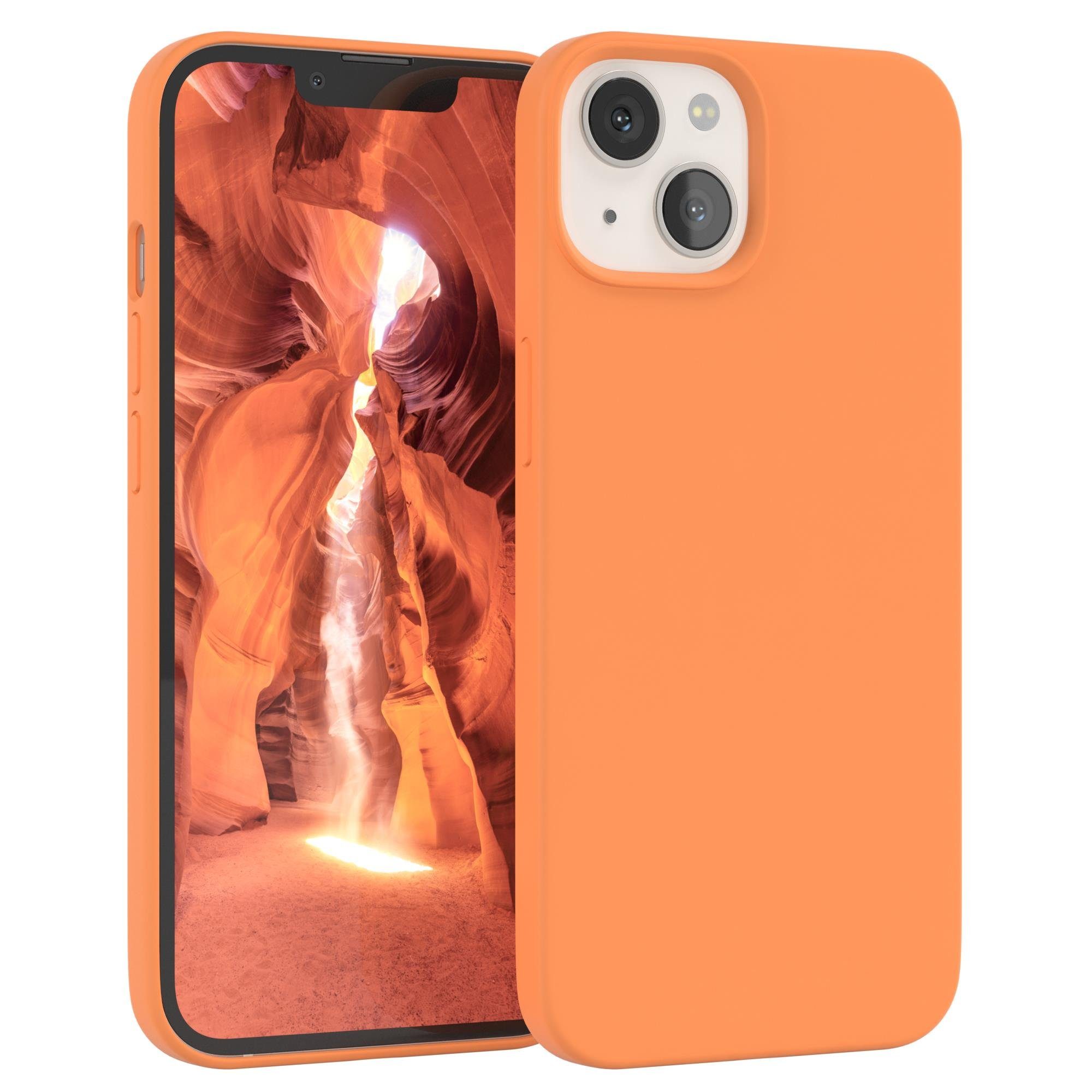 EAZY CASE Handyhülle Premium Silikon Case für Apple iPhone 13 6,1 Zoll, Case stoßfest Smart Slimcover mit Displayschutz Back Cover Etui Orange