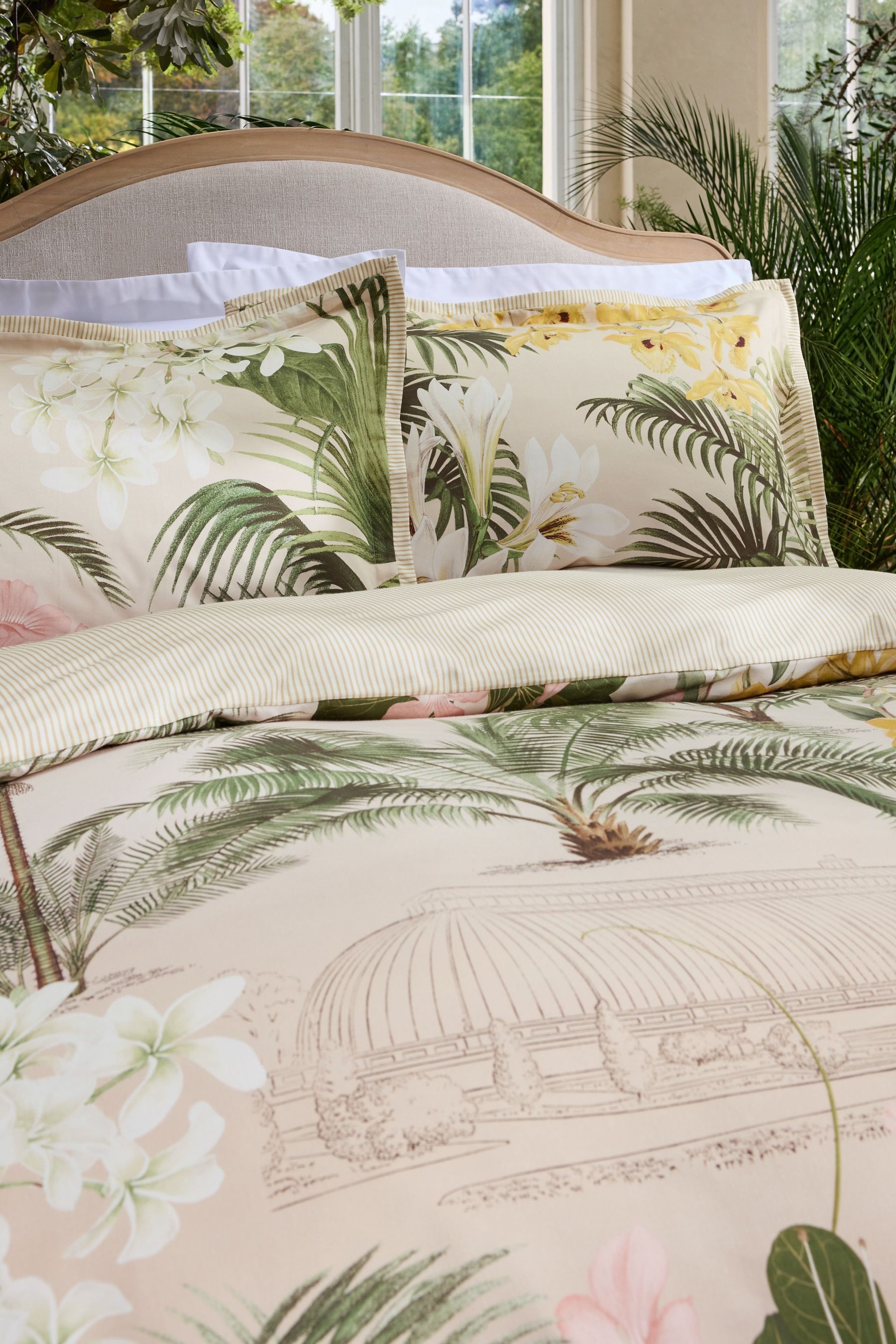 Next Bett-Set Kew Garden Bettgarnitur, glänzender Satin, 600 FD, Bezug: Baumwolle
