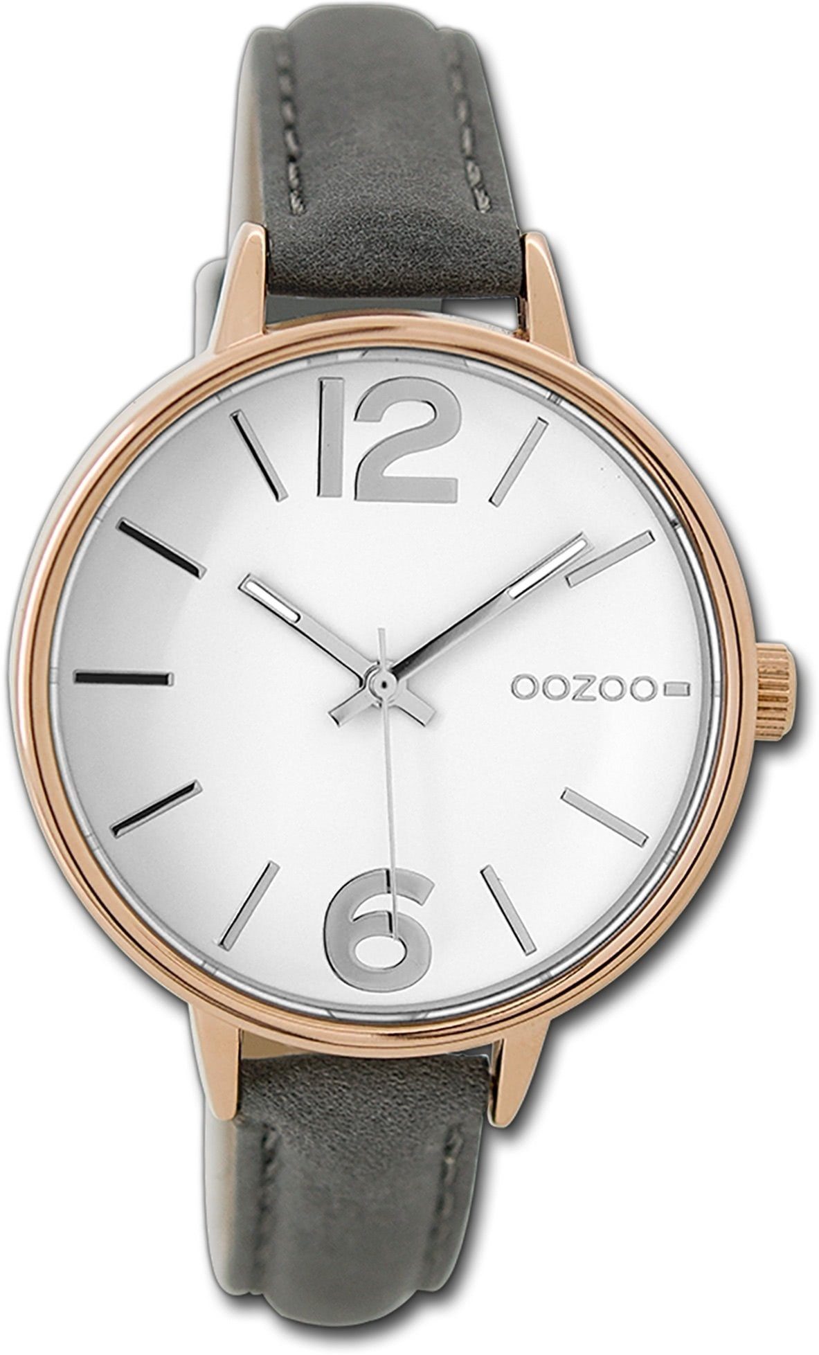 Armbanduhr rundes mittel 38mm, Timepieces Gehäuse, Oozoo Quarzuhr (ca. Damen weiß, Damenuhr Lederarmband OOZOO 38mm)