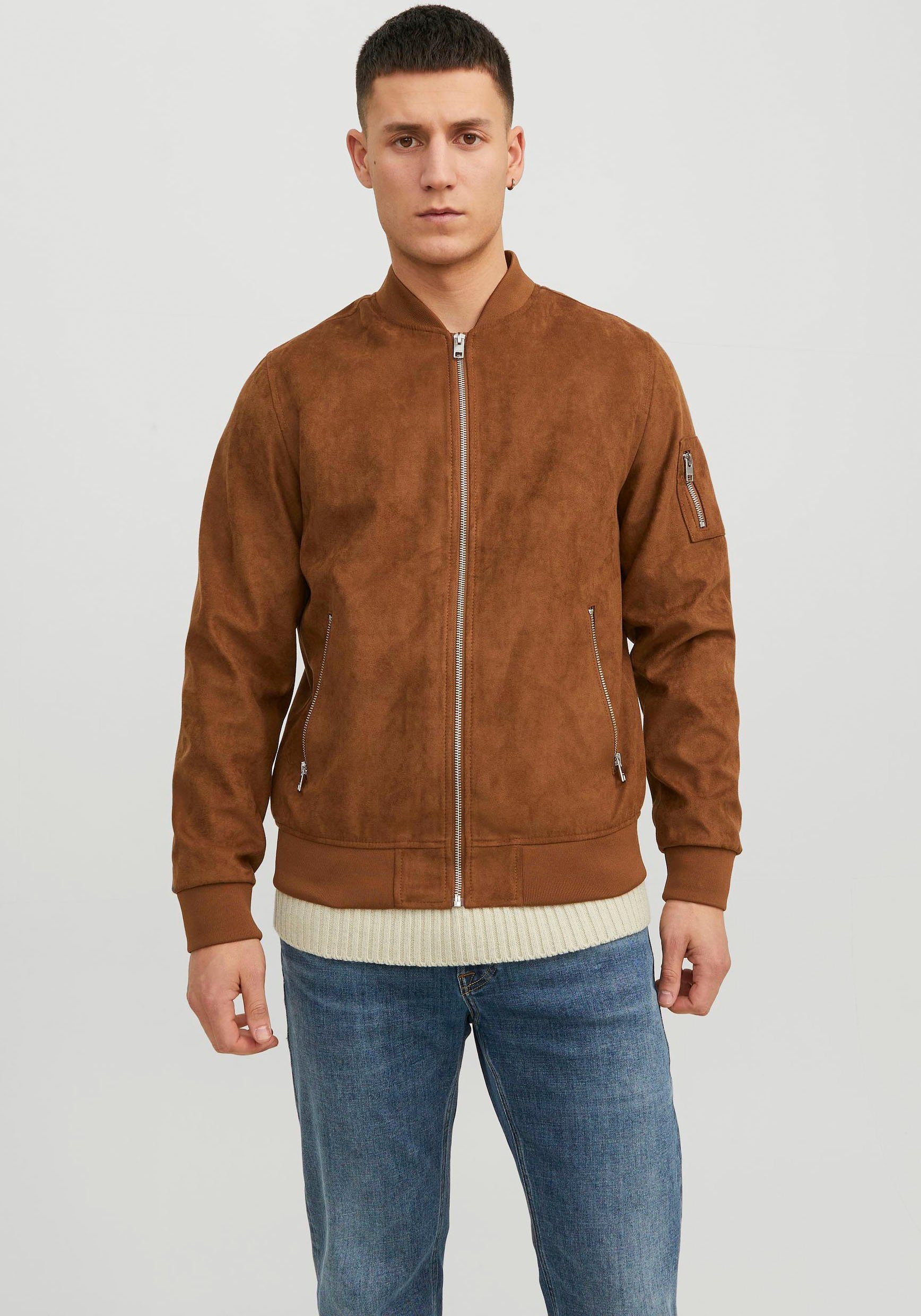 Jack & Jones Blouson JJEROCKY BOMBER SUEDE Cognac FAUX NOOS