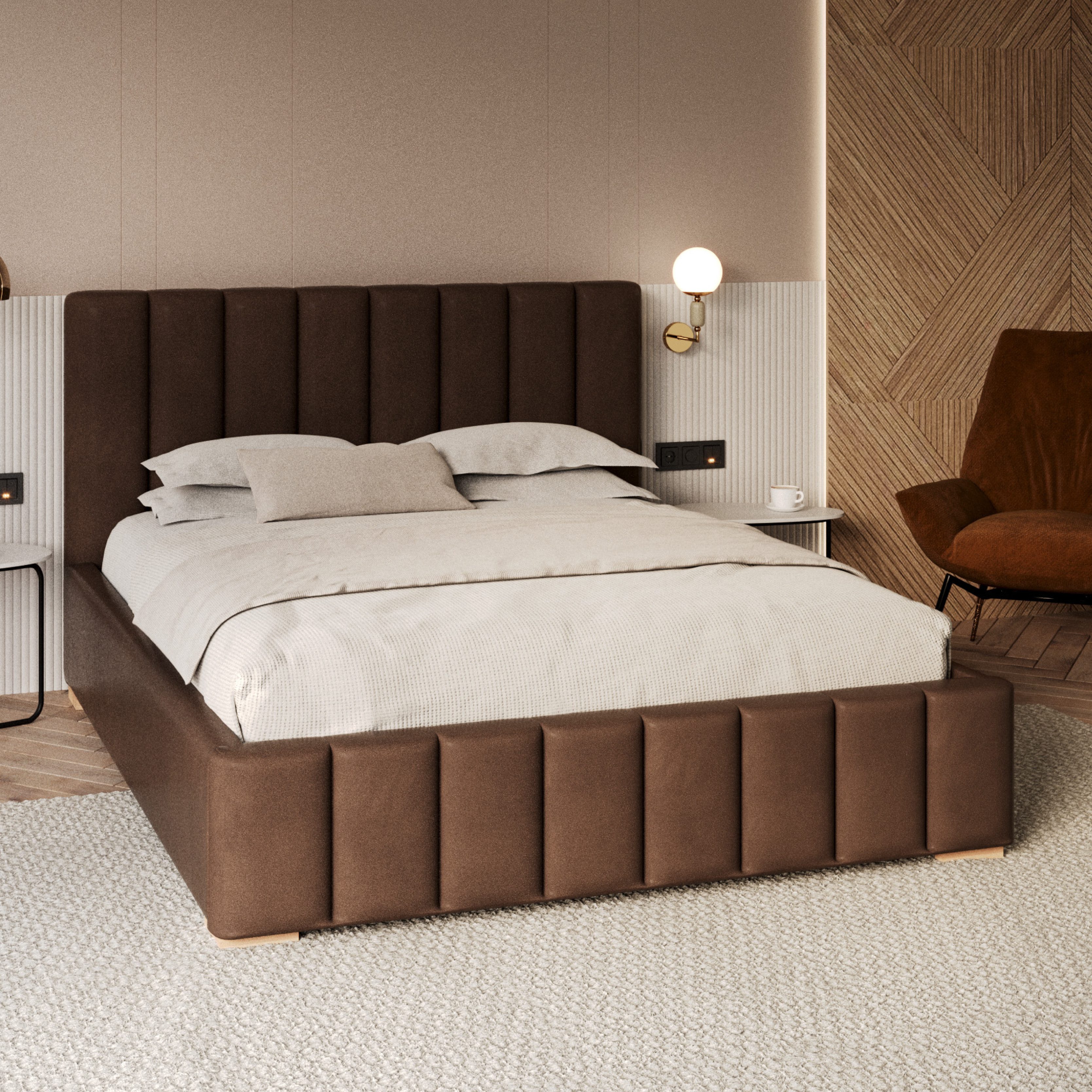 FDM Polsterbett modern mit Bettkasten MADE IN EU - mit hochwertigem Velours Bezug (verfügbar 90x200 120x200 140x200 160x200 180x200cm, Bettrahmen, Bett, mit großen gepolsterten Kopfteil, mit Bettkasten zum aufklappen), Hebbarer Metallrahmen, Bettkasten, mit/ohne Matratze