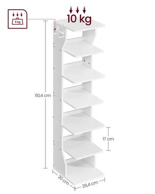 VASAGLE Schuhregal Standregal mit 6 Ebenen, Ecke Schuhablage Schmal