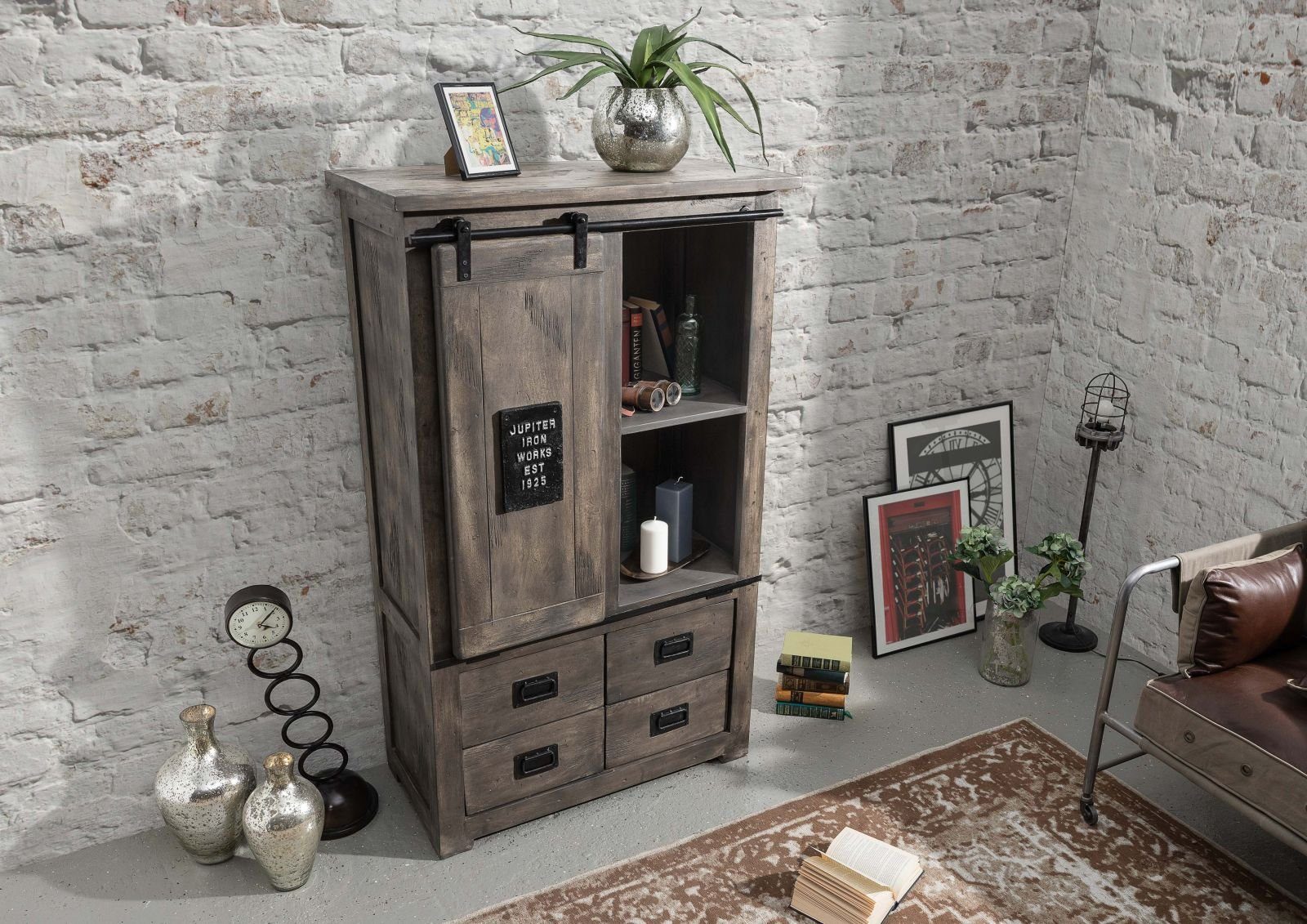 Massivmoebel24 Dreh-/Schwebetürenschrank #213 (Schrank Mango 90x45x150 günstig online kaufen
