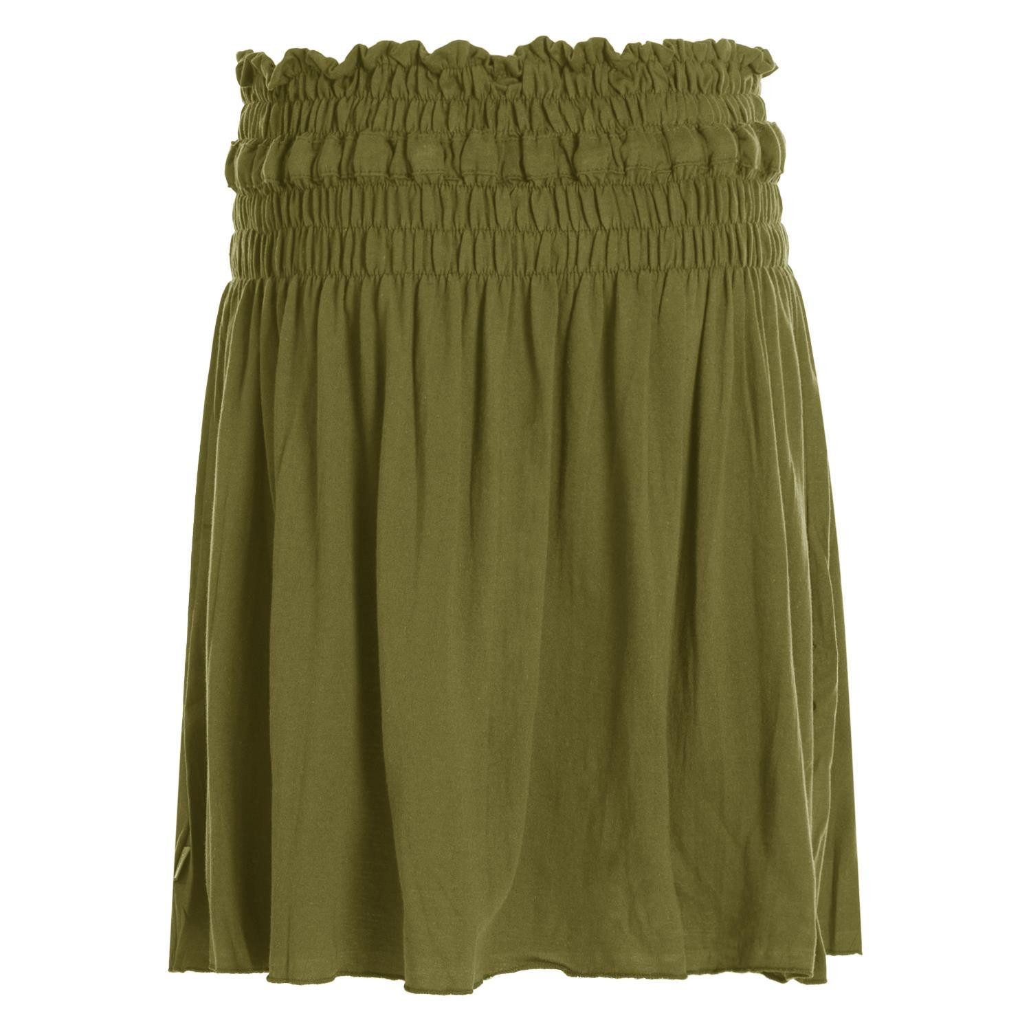 Vishes A-Linien-Rock Damen Rock knielang Basic-Rock Baumwoll-Rock Einfarbig Schlicht Boho, Hippie, Yoga Style