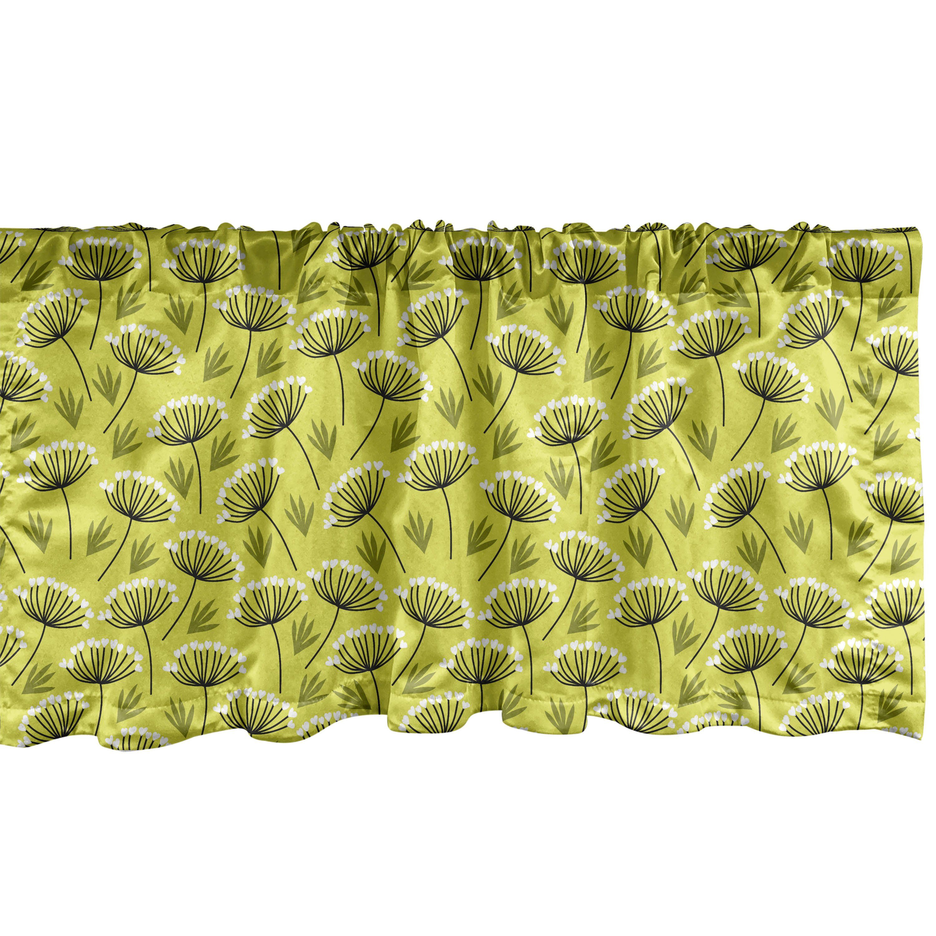 Scheibengardine Vorhang Volant für Küche Schlafzimmer Dekor mit Stangentasche, Abakuhaus, Microfaser, Blumen Doodle Stil Zweige Kräuter