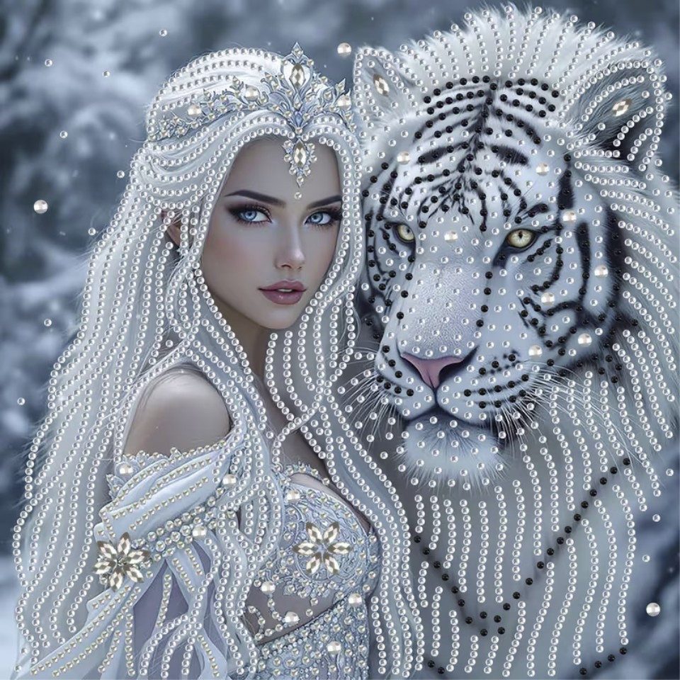 Venicce Love Kreativset Diamond Painting Bilder, 5D Diamant Painting Malerei - Frau mit Tiger, (1-tlg)