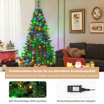 COSTWAY Künstlicher Weihnachtsbaum, mit 666 PVC Spitzen & 260 farbigen LEDs