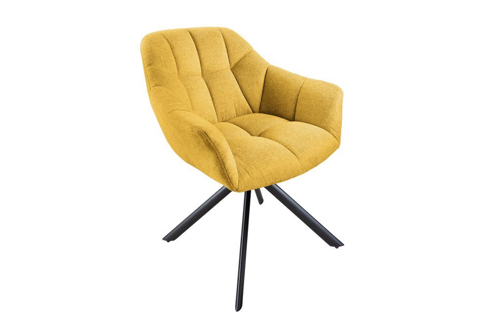Drehstuhl Moderner Stuhl Metallgestell LebensWohnArt Strukturstoff gelb LYON