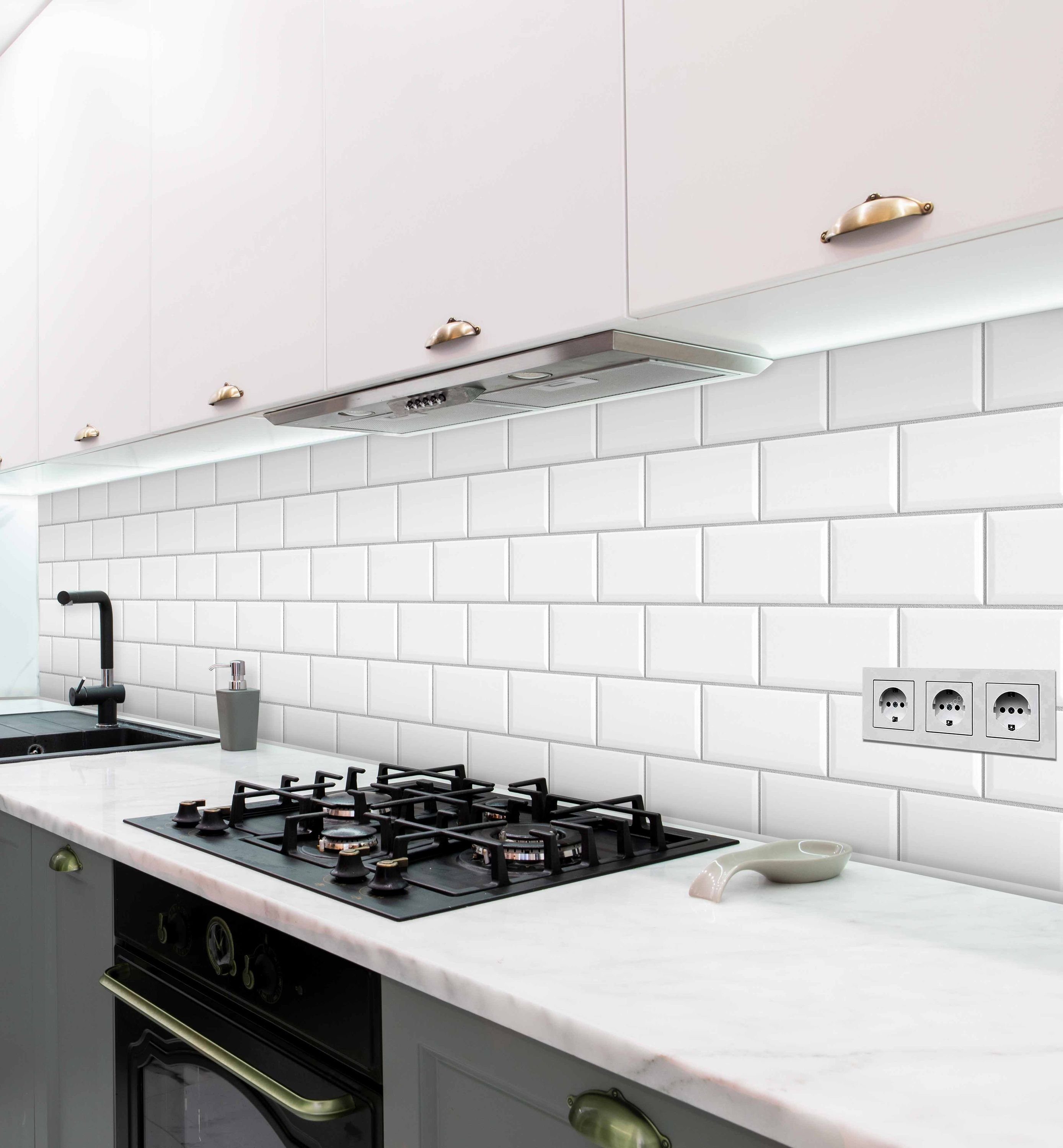 MyMaxxi Dekorationsfolie Küchenrückwand Fliesen Wand selbstklebend  Spritzschutz Folie