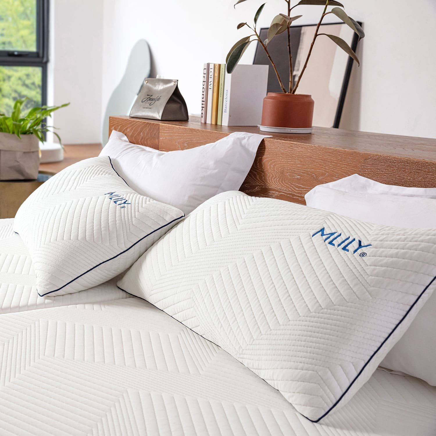 MLILY Kopfkissen »Lono« XXL, 80x40 cm, Füllung: lockere Schaumstoff-Flocken, Rückenschläfer, Seitenschläfer, Bauchlage, Bezug aus 100% recyceltem Seaqual-Garn