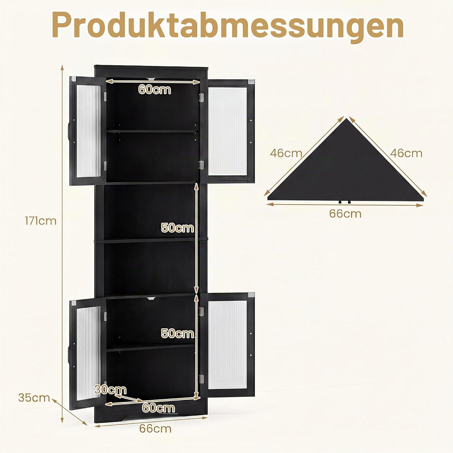 KOMFOTTEU Hochschrank 6-stufiger Eckschrank mit verstellbaren Regale – Bild 3 von 5