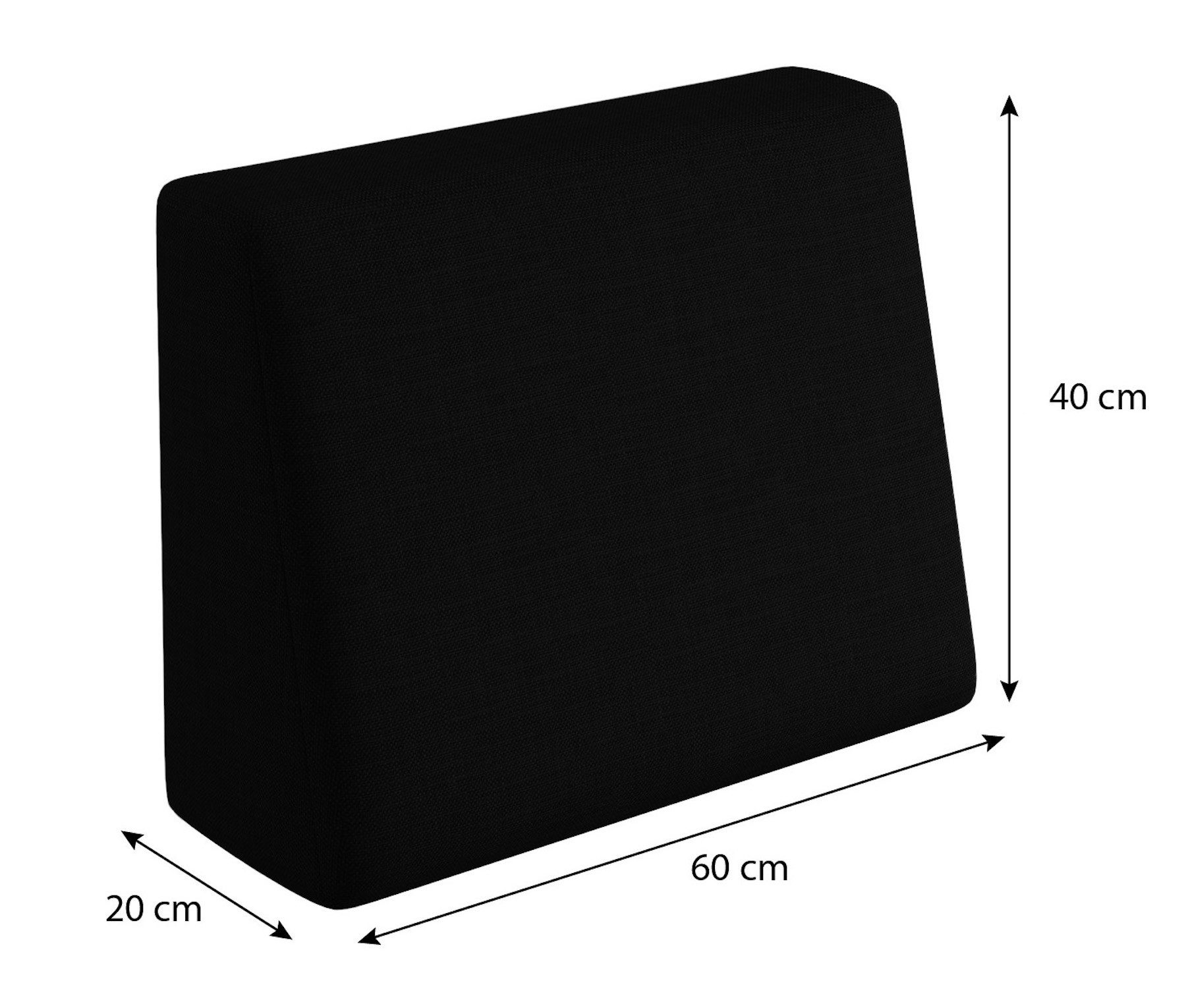 sunnypillow Rückenkissen Palettenkissen mit abnehmbarem Bezug Seitenkissen 60x40x20/10cm, Schwarz