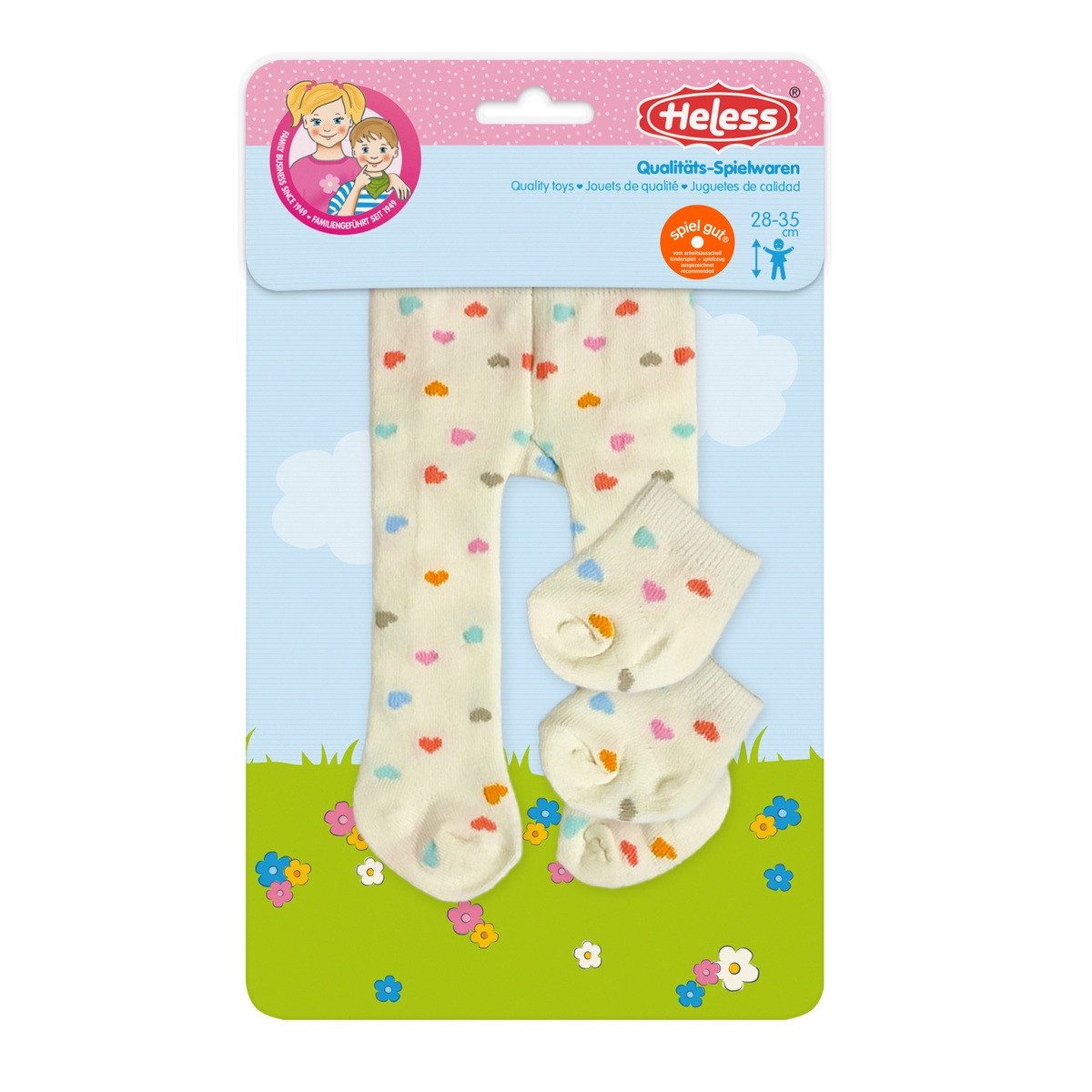 Heless Puppenkleidung Puppen-Strumpfhose Herz-Konfetti mit Söckchen beige Größe 28-35cm