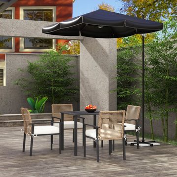 Outsunny Sitzgruppe Gartengarnitur mit 1 Tisch und 4 Stühle, (Rattan Essgruppe, 5-tlg., Balkonset), für Garten, Terrasse, Natur