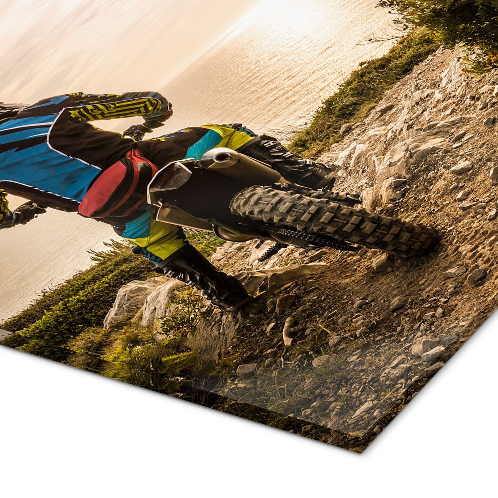 Posterlounge Wandbild Enduro-Fahrer an der Küste, Editors Choice, erhältlich als Poster, Leinwandbild, Wandsticker oder Acrylglasbild
