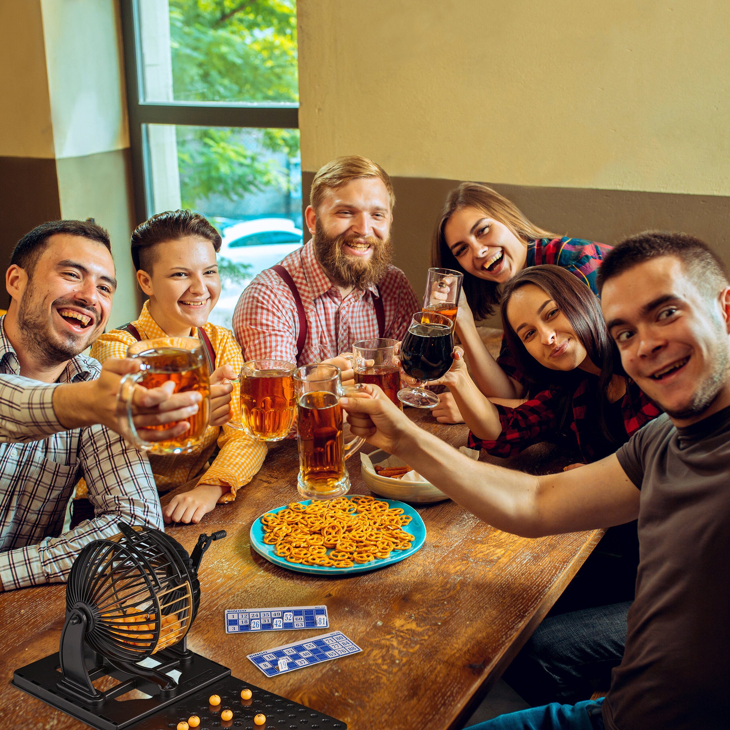 relaxdays Spiel Bingo-Spiel Set für Kinder & Erwachsene