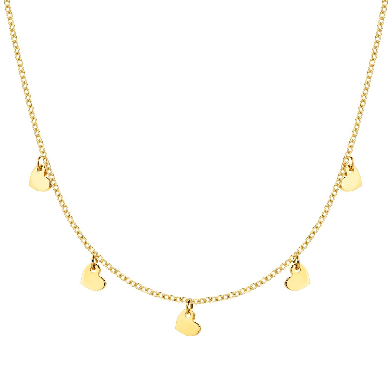 Collier MGM942N - mit kleinen Herzanhängern, Ankerkette aus 9 Karat 375 Gold