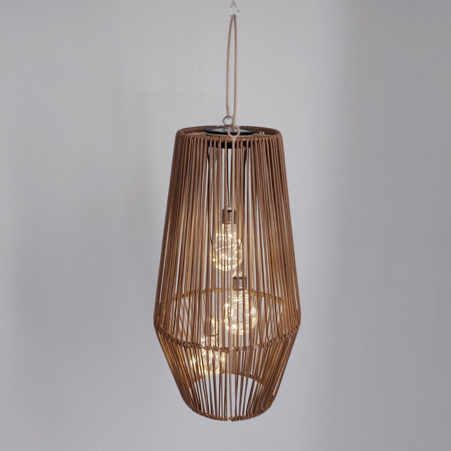 formano LED Tischleuchte Rattan-Optik, LED, Solarbetrieben, Braun, Bänder, H: 45cm