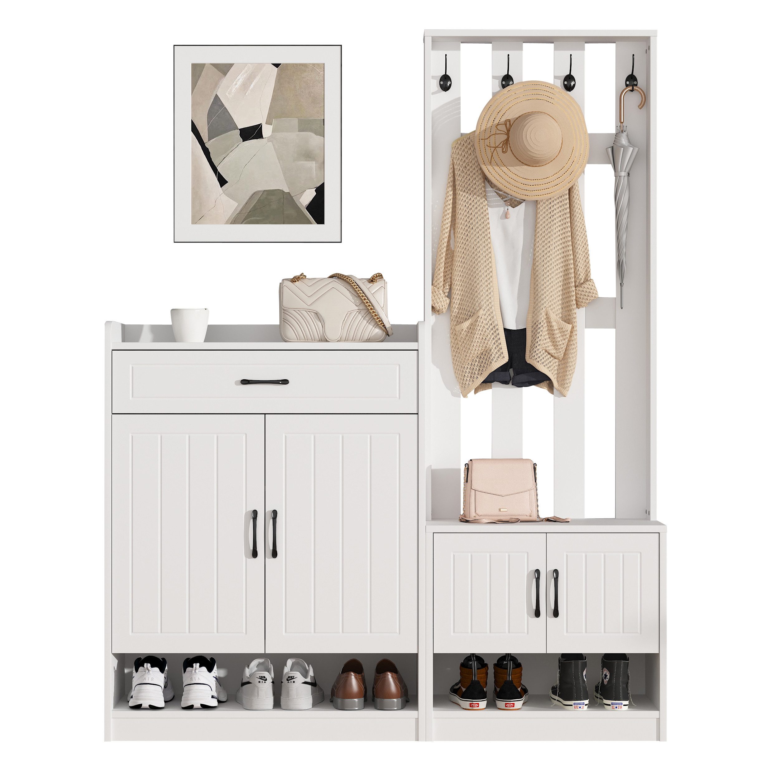 MODFU Garderoben-Set 3-in-1 Lösung, (Wandhängeschrank, Flurtrockenständer, günstig online kaufen