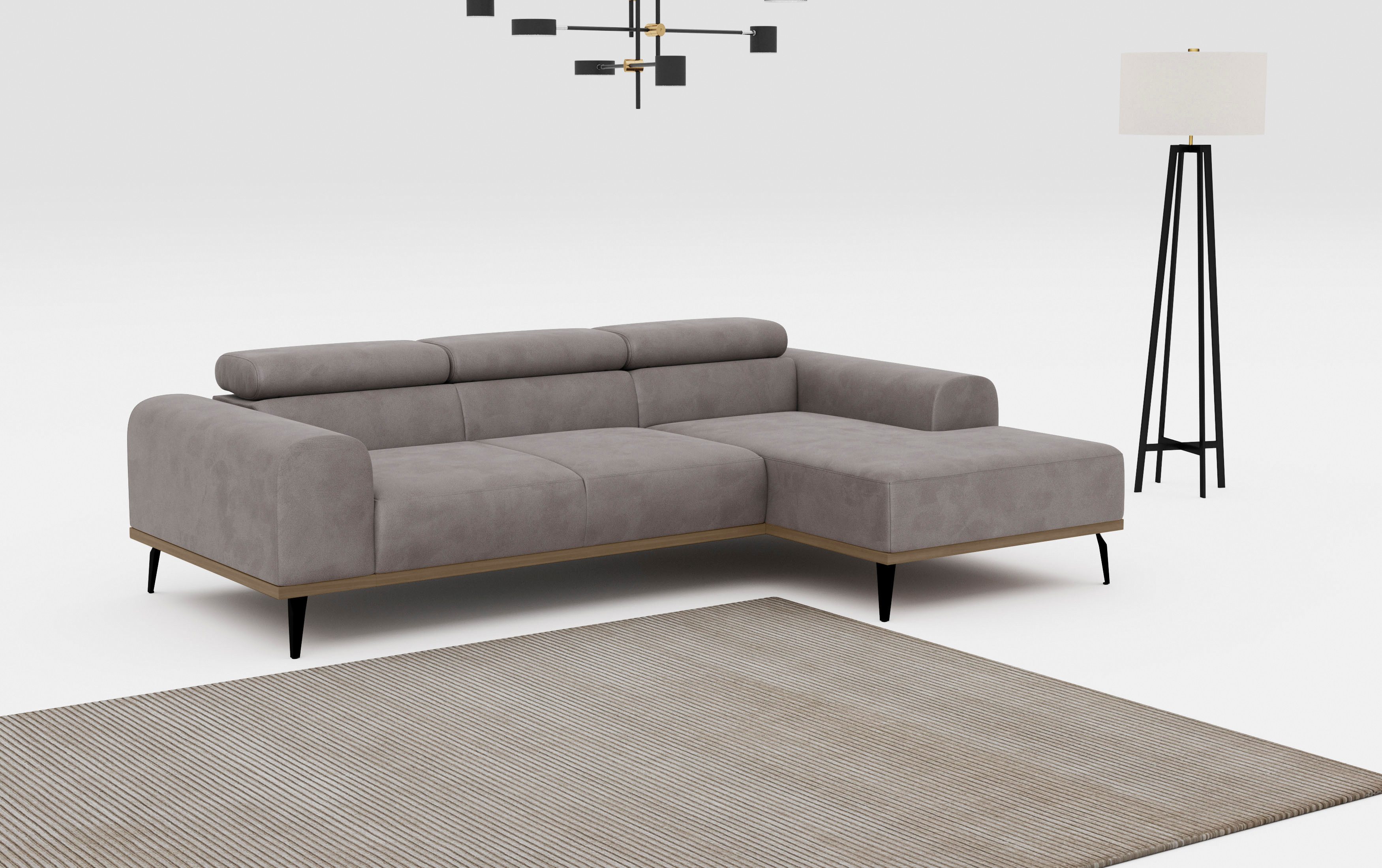 PLACES OF STYLE Ecksofa "Carlo L-Form" mit Kopfteilverstellung & Holz-Rahme günstig online kaufen
