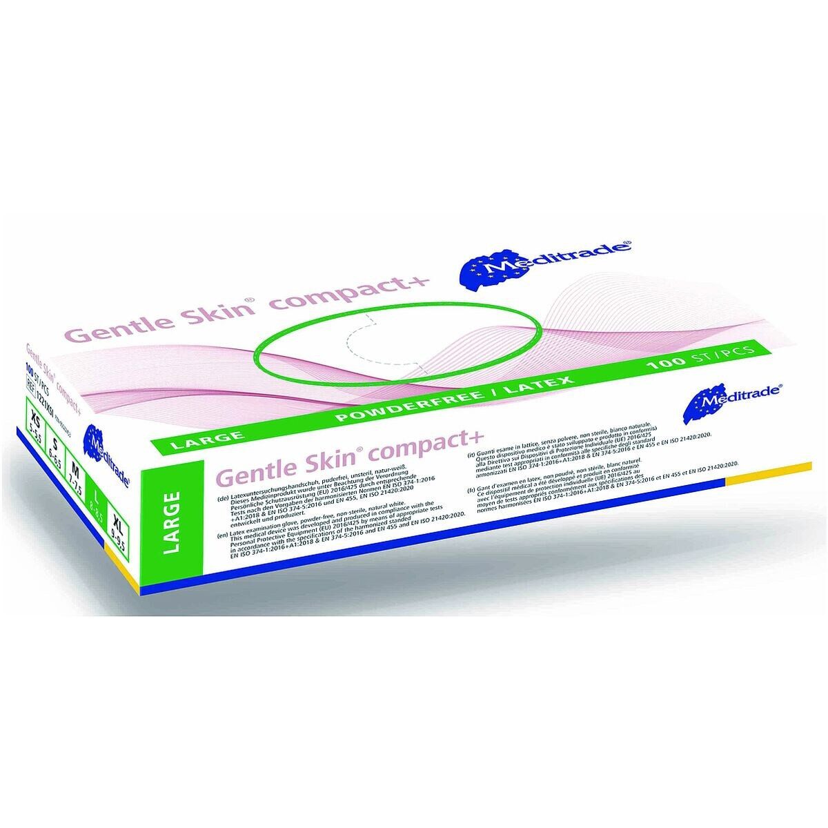 MediTrade Einweghandschuhe Gentle Skin® compact+ (100-St) beidhändig passend / mit Rollrand / puderfrei