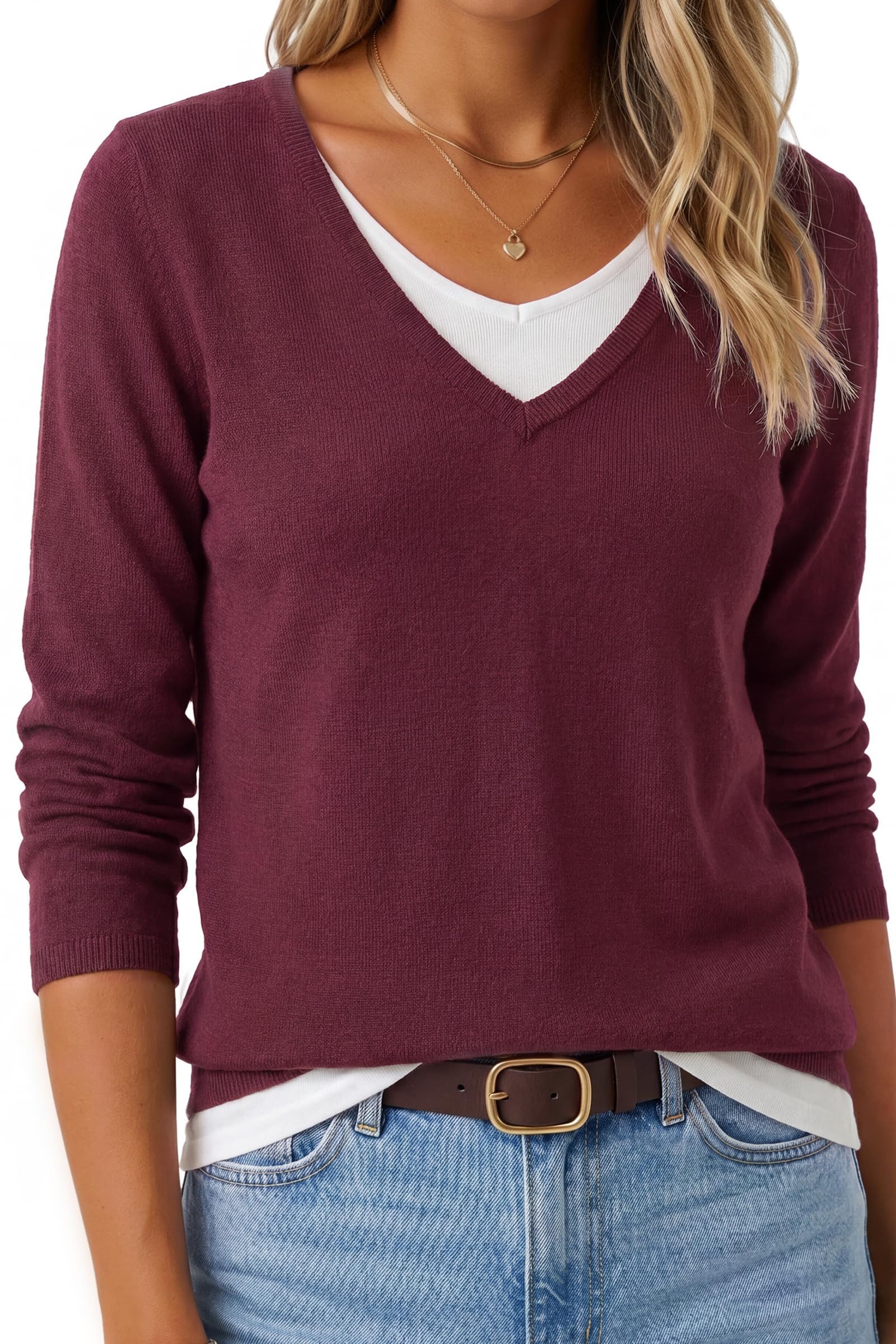 Arach&Cloz Strickpullover Damen Strickpullover Lagenlook V-Ausschnitt pillresistenter Pullover Patchwork, pillresistent, 2-in-1 Layerlook, atmungsaktiv, weich