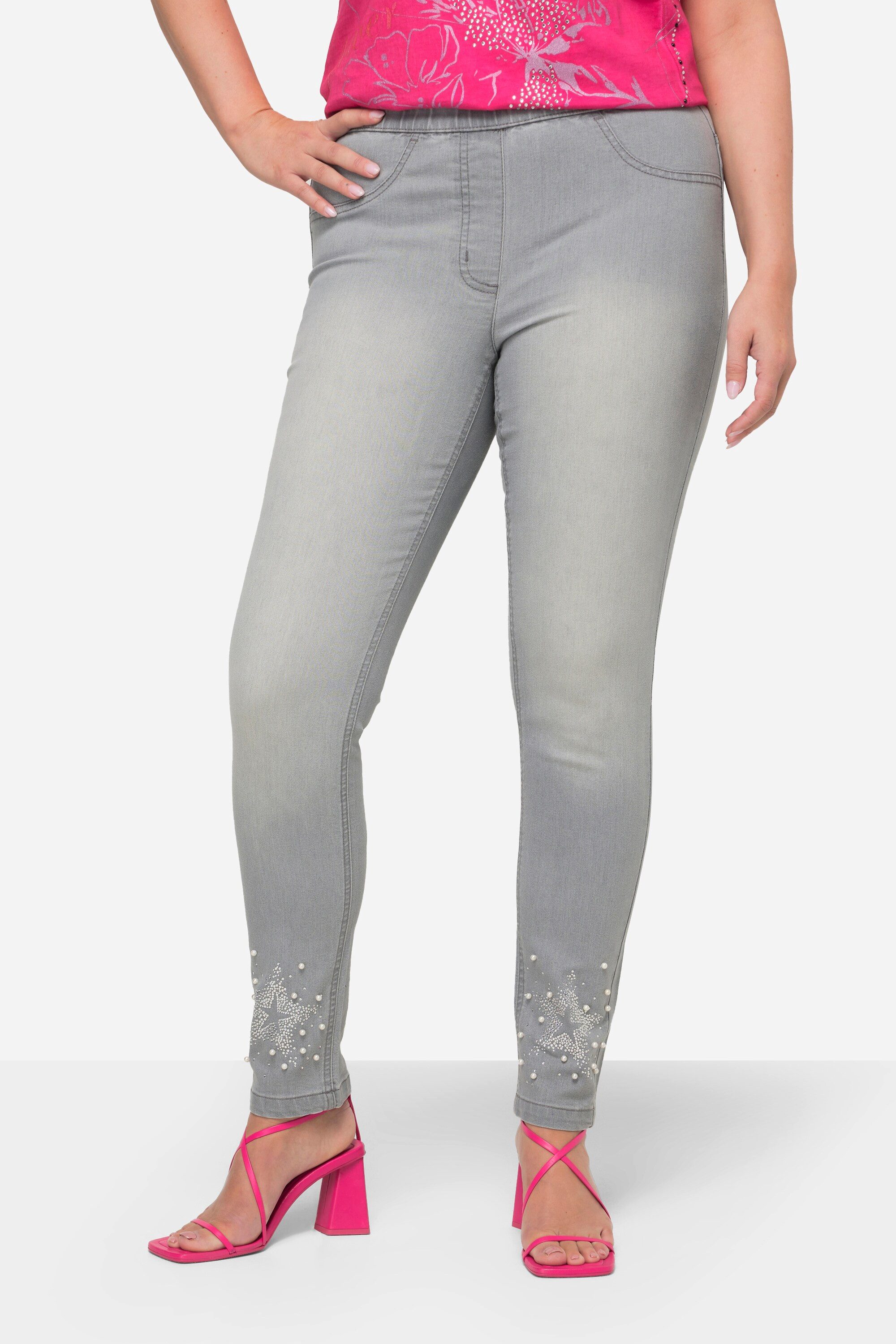 MIAMODA Funktionshose 7/8-Jeggings Slim Fit Stern und Perlen am Saum