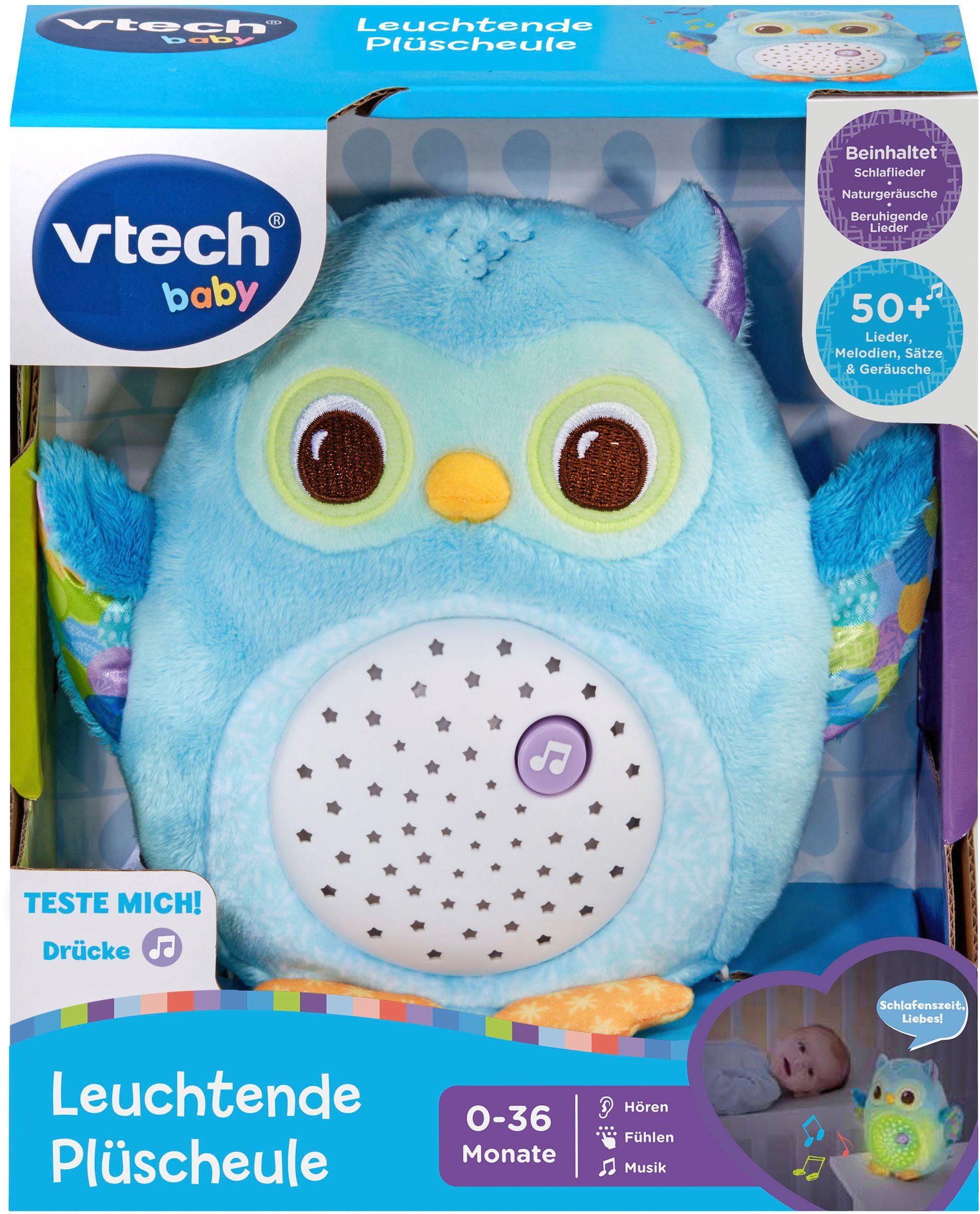 Vtech® Kuscheltier Vtech Baby, Leuchtende Plüscheule, mit Licht- und Soundeffekt