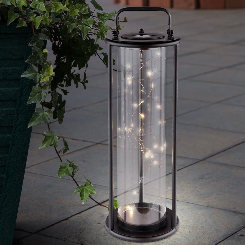 verbaut, LED-Leuchtmittel Außen Standleuchte Außen-Tischleuchte, etc-shop Stehlampe fest Garten Solar Warmweiß, Balkon LED Glas