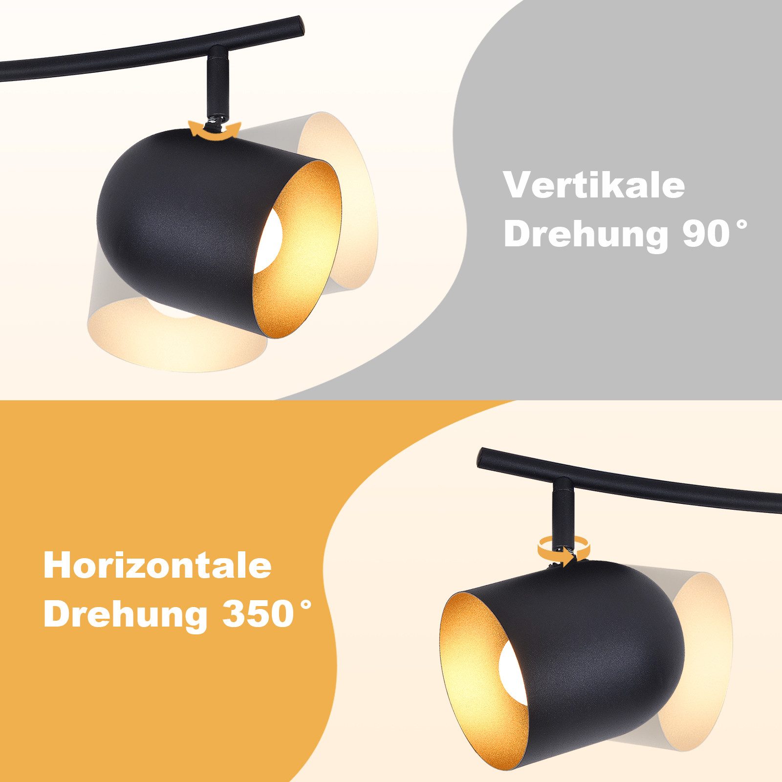 Nettlife Deckenleuchte E14 Schwarzgold Deckenstrahler Vintage günstig online kaufen