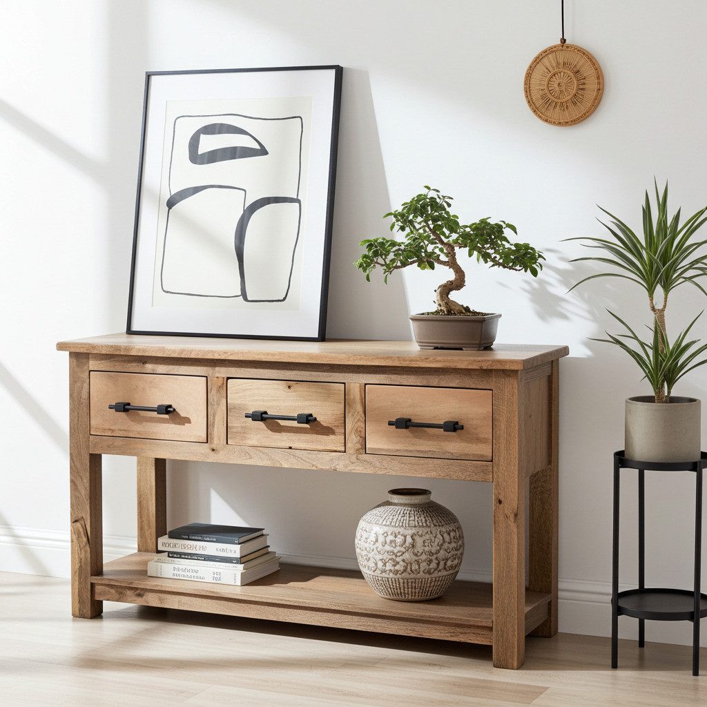 OPIUM OUTLET Kommode Asia Möbel Sideboard Konsole Schrank komplett montiert (Massivholz), Mangoholz naturbelassen, indisch asiatisch orientalisch, Landhaus-Stil