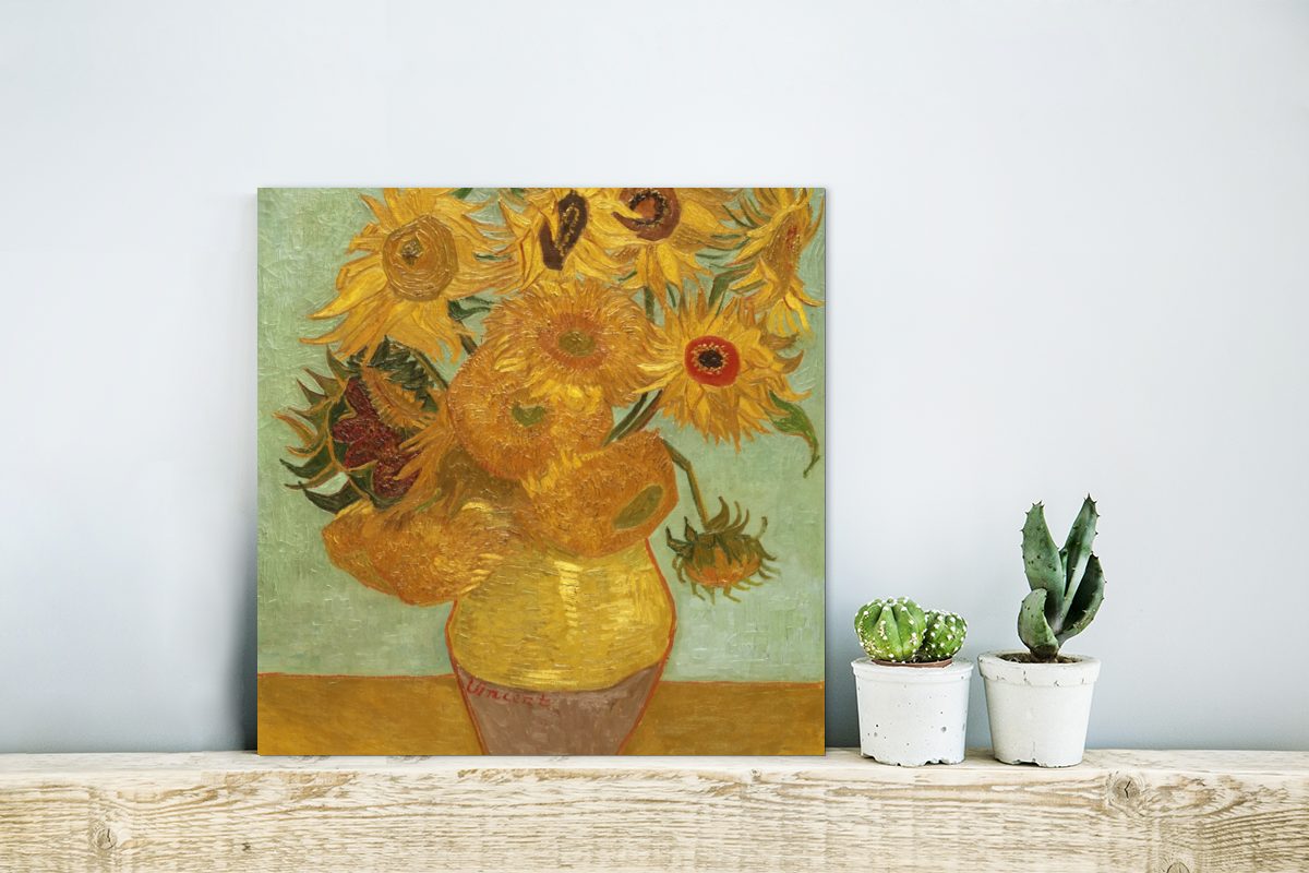 MuchoWow Metallbild Sonnenblumen - Vincent (1 van Metall, Alu-Dibond-Druck, St), deko Gogh, aus Gemälde Aluminium
