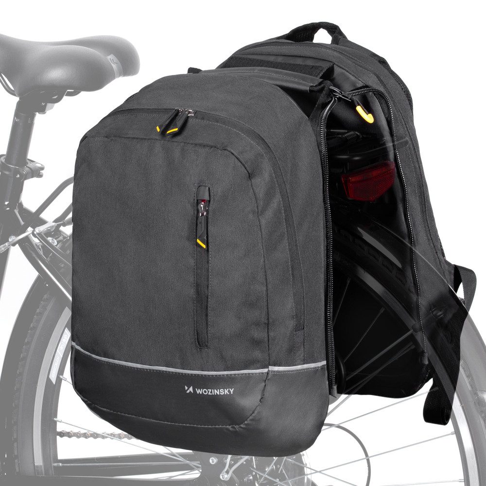Fahrradtasche Wozinsky 2in1 Doppel-Fahrradtasche 30L Rucksack Schwarz