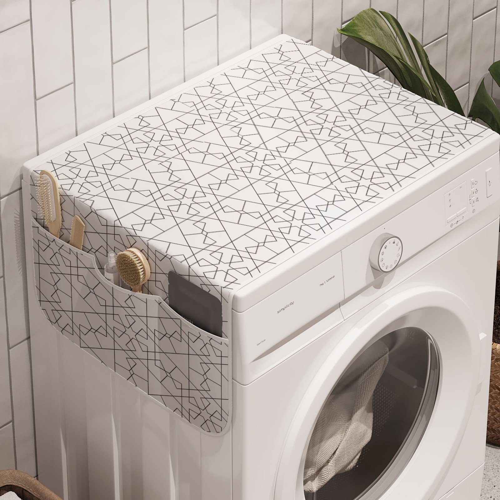Abakuhaus Badorganizer Geometrisch Anti-Rutsch-Stoffabdeckung Waschmaschine konkave Trockner, und Abstrakt für Formen