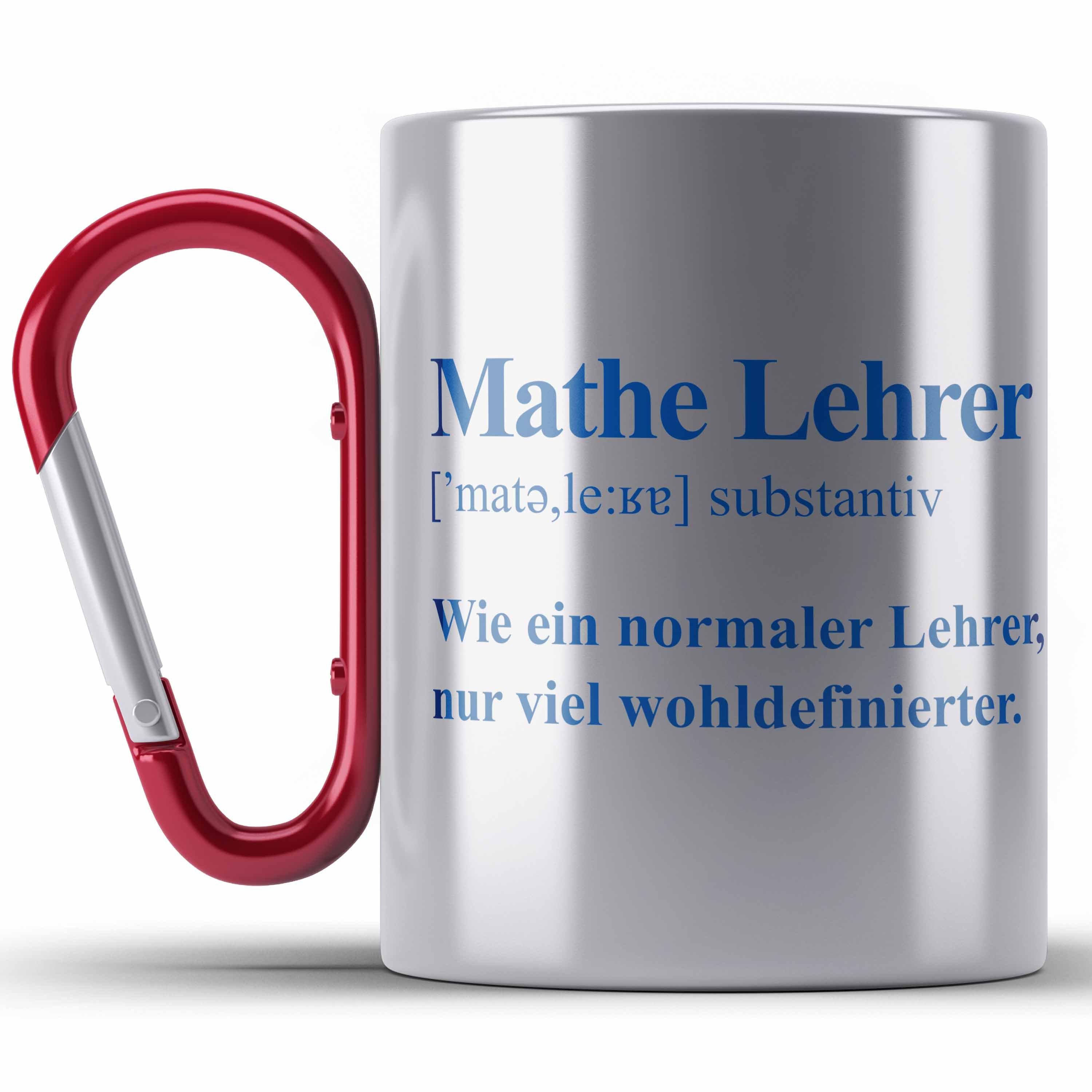 Trendation Thermotasse Mathelehrer Edelstahl Tasse Mathematiker Edelstahl Tassen mit Spruch L Rot | Teetassen