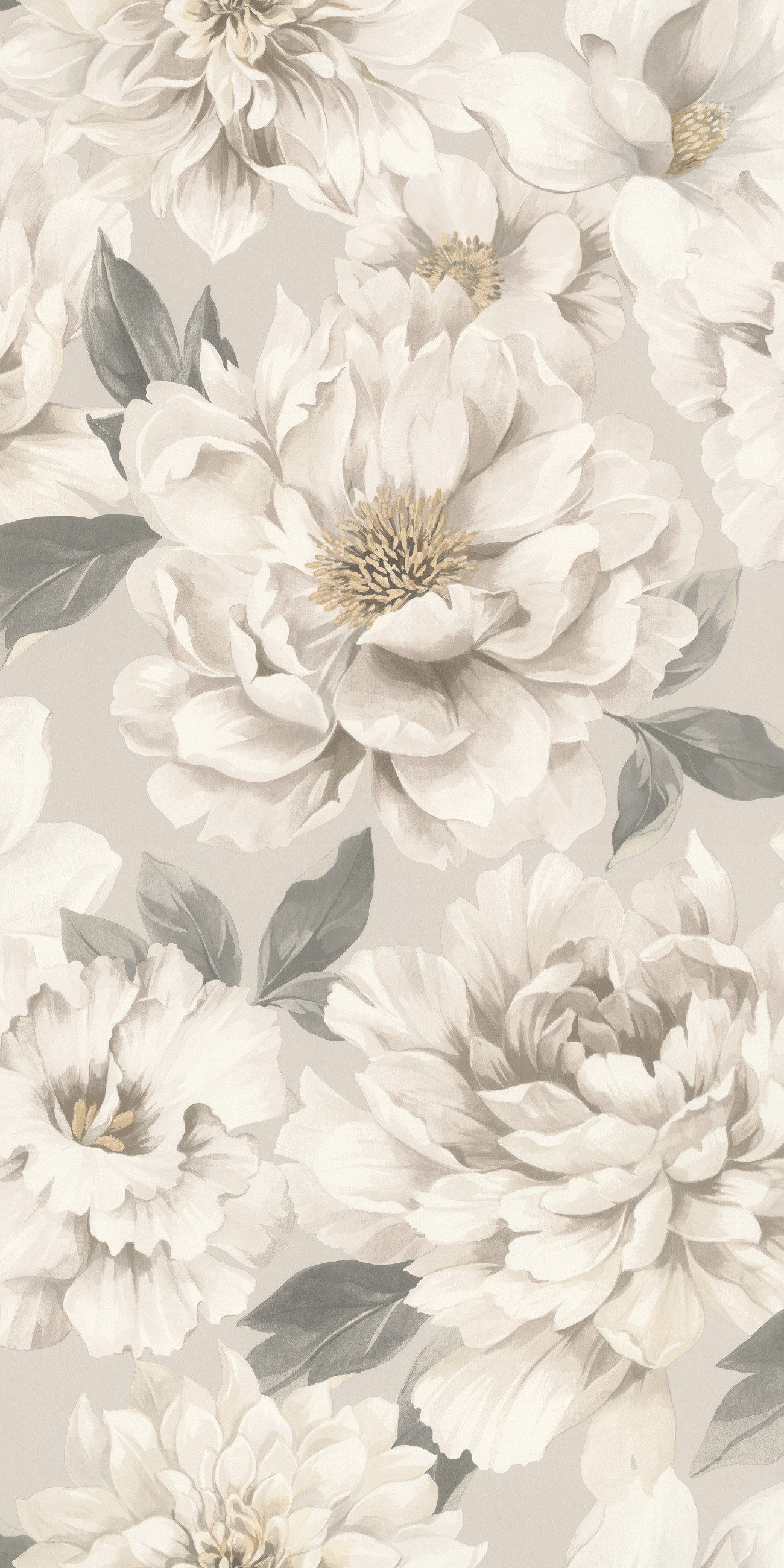 Rasch Papiertapete Blumenmuster Grau, Naturoptik, (1 Rolle, 1 St., 10,05 m x 0,53 m), gute Lichtbeständigkeit, feucht abwischbar, naß zu entfernen