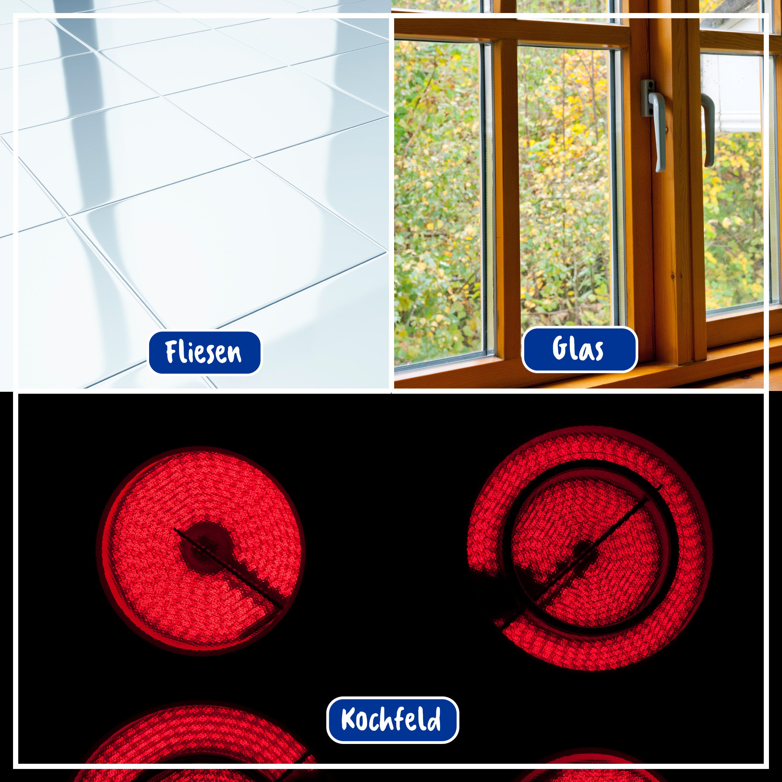 poliboy Glasschaber 99A2801, Glaskeramik Schaber 2er + Leder Probe beseitigt Verschmutzungen & Verkrustungen - Made in Germany