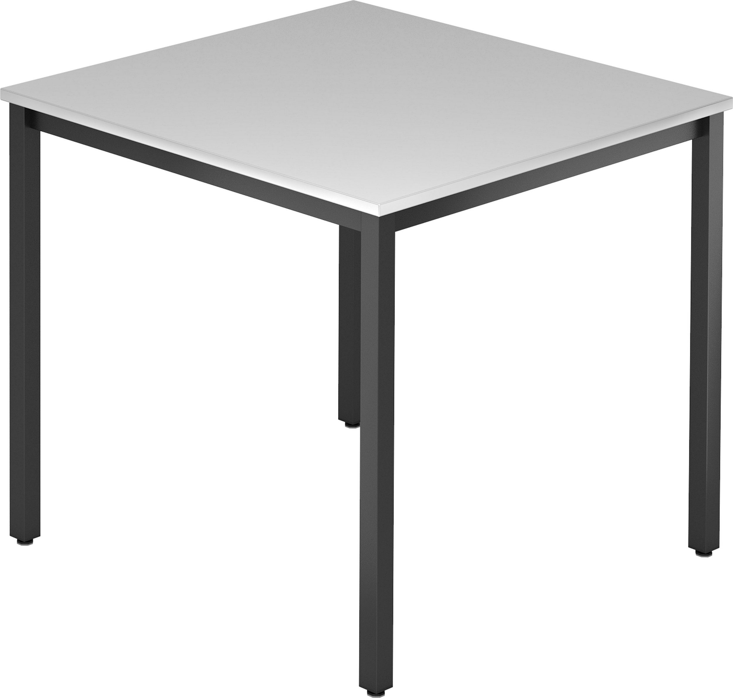 bümö Konferenztisch Besprechungstisch Serie-D, Quadrat: 80x80 cm - Dekor: Grau - Gestell: Vierkantrohr schwarz