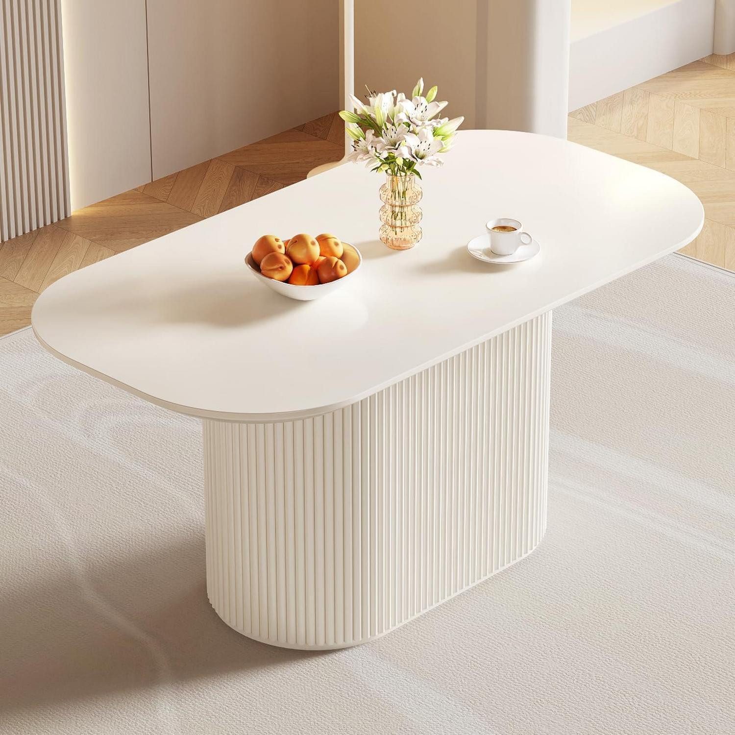 LuxusKollektion Esstisch Esstisch Oval Weiß Esszimmertisch Küchentisch 160 CM (1-St)