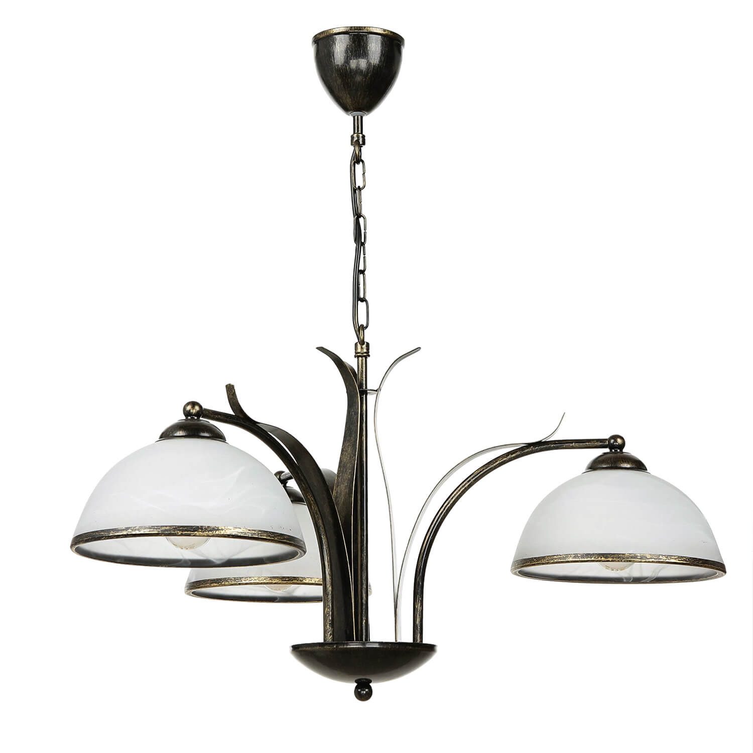 Licht-Erlebnisse Pendelleuchte KORFU, ohne Leuchtmittel, Hängelampe In Messing Antik Weiß Metall Glas E27 Esszimmer