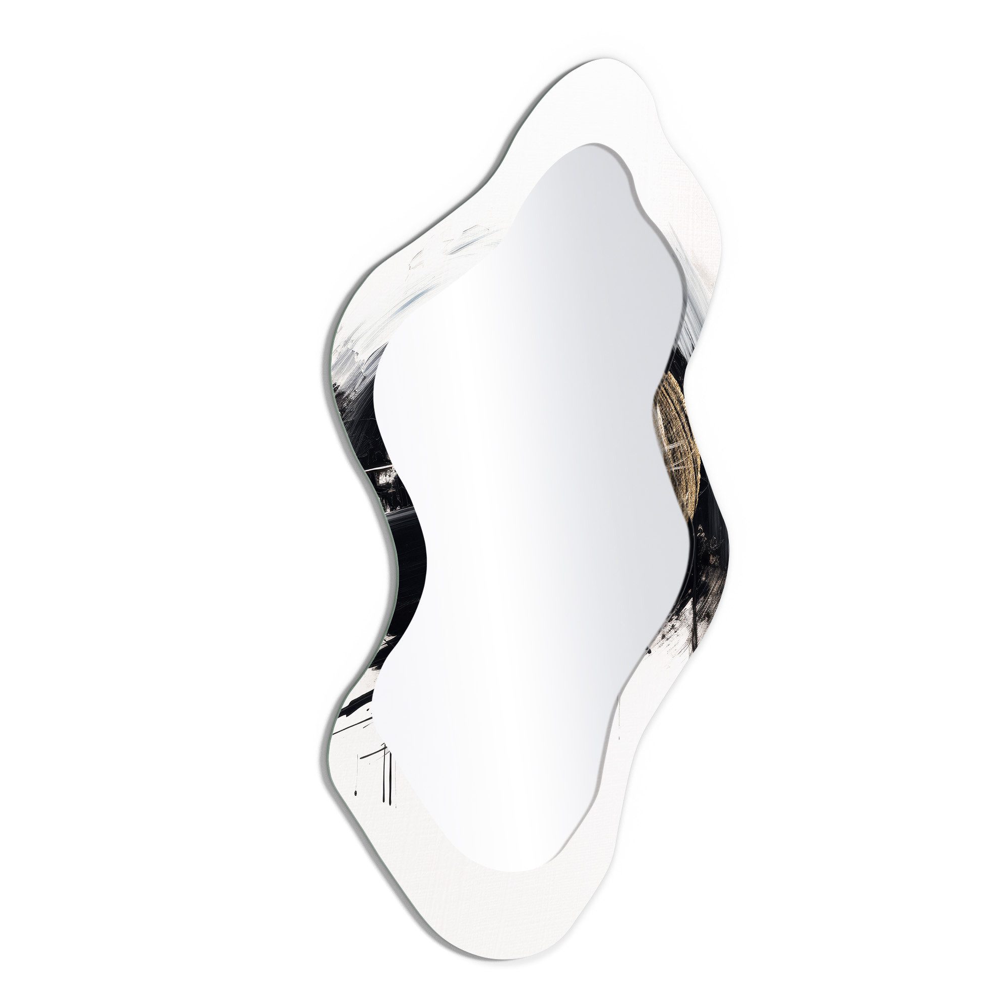 DEQORI Wandspiegel 'Spirale der Stille', Spiegel organisch geformt selbstklebend Wand Wohnzimmer Flur groß XXL