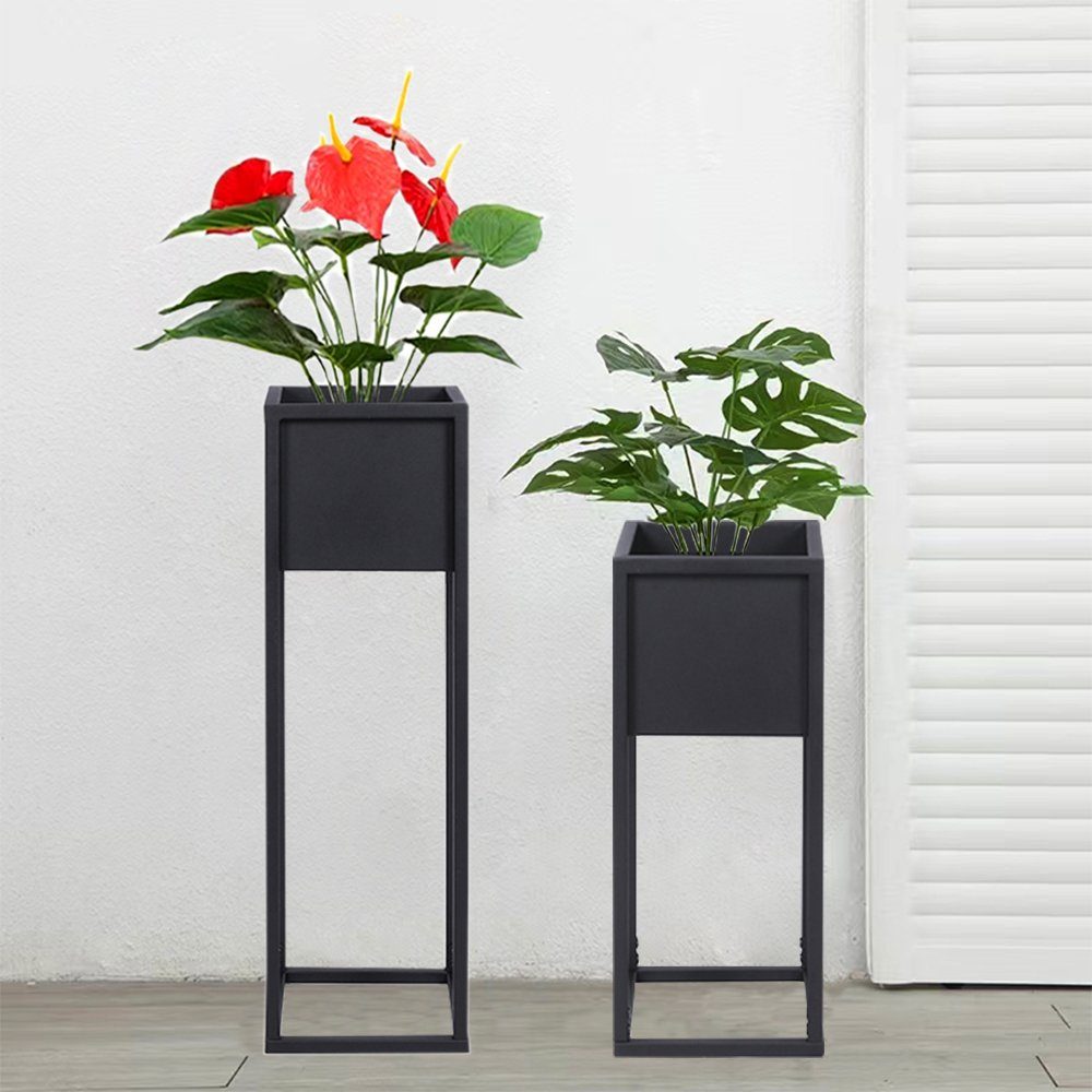 Happy Home Blumenständer Blumentopf mit Ständer, Schwarz