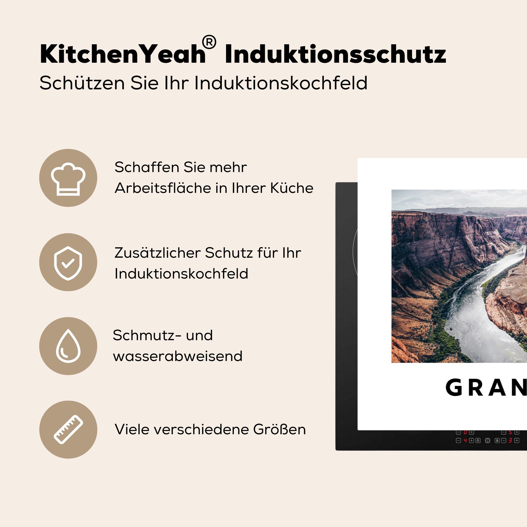 küche, Vinyl, cm, Ceranfeldabdeckung - Herdblende-/Abdeckplatte tlg), Induktionskochfeld MuchoWow 81x52 Amerika Arizona für - Stein, die (1 Schutz