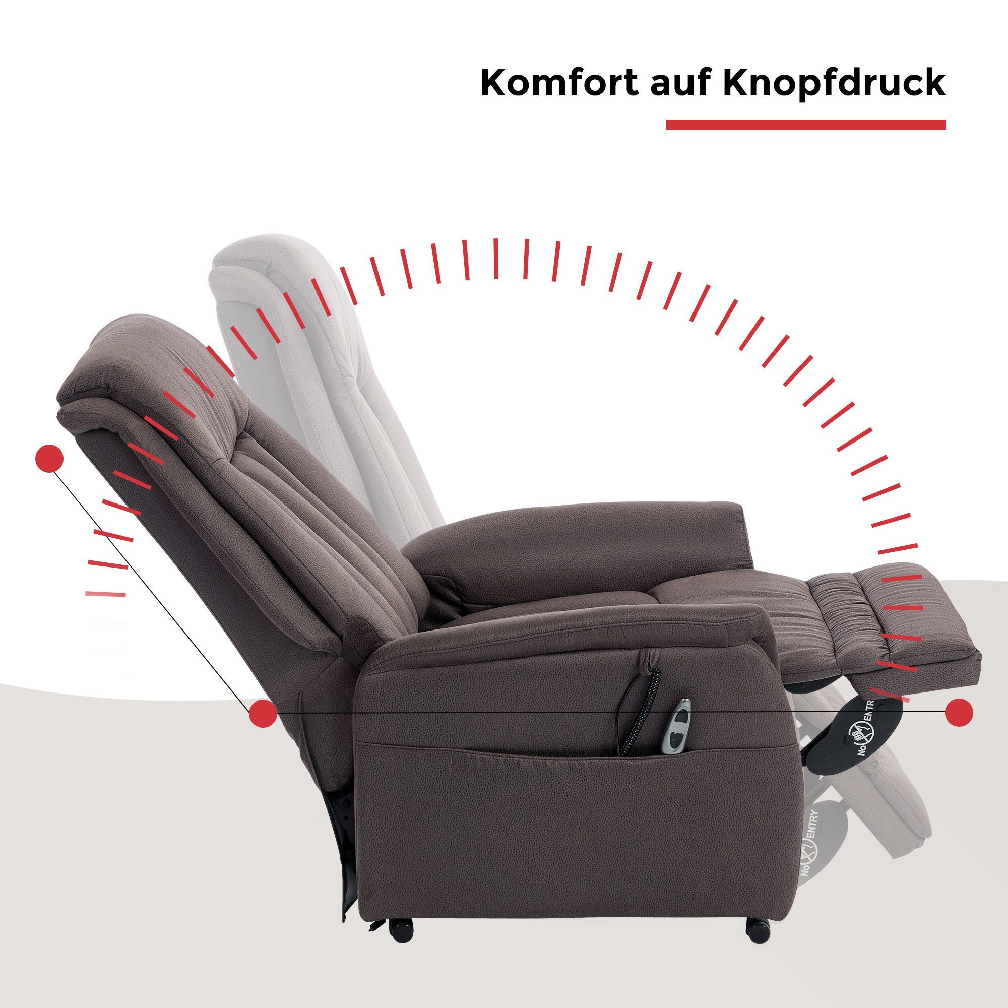 Duo Collection TV-Sessel Siena mit elektrischer Aufstehhilfe, Relaxfunktion und Taschenfederkern mit Stahlwellenunterfederung