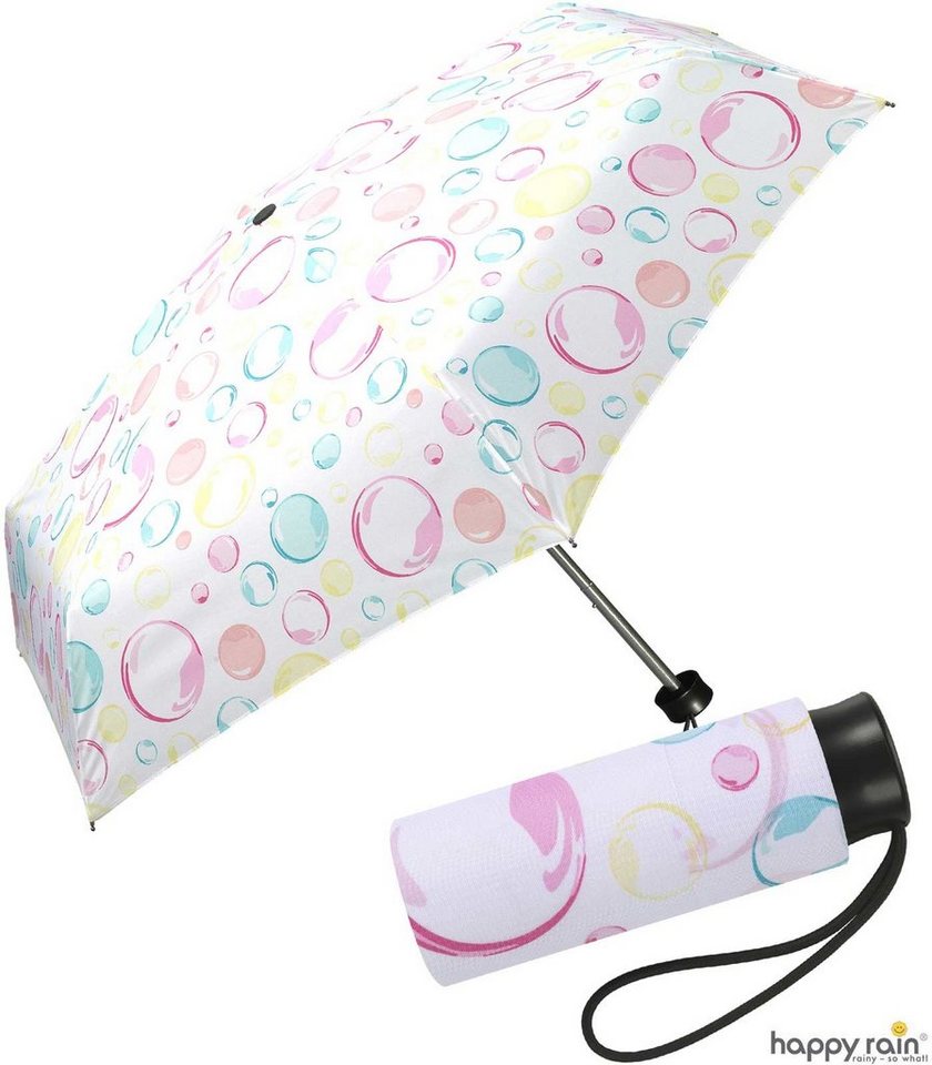 HAPPY RAIN Taschenregenschirm winziger Damen-Taschenschirm mit Handöffner,  zauberhafte Motive in zarten Pastellfarben