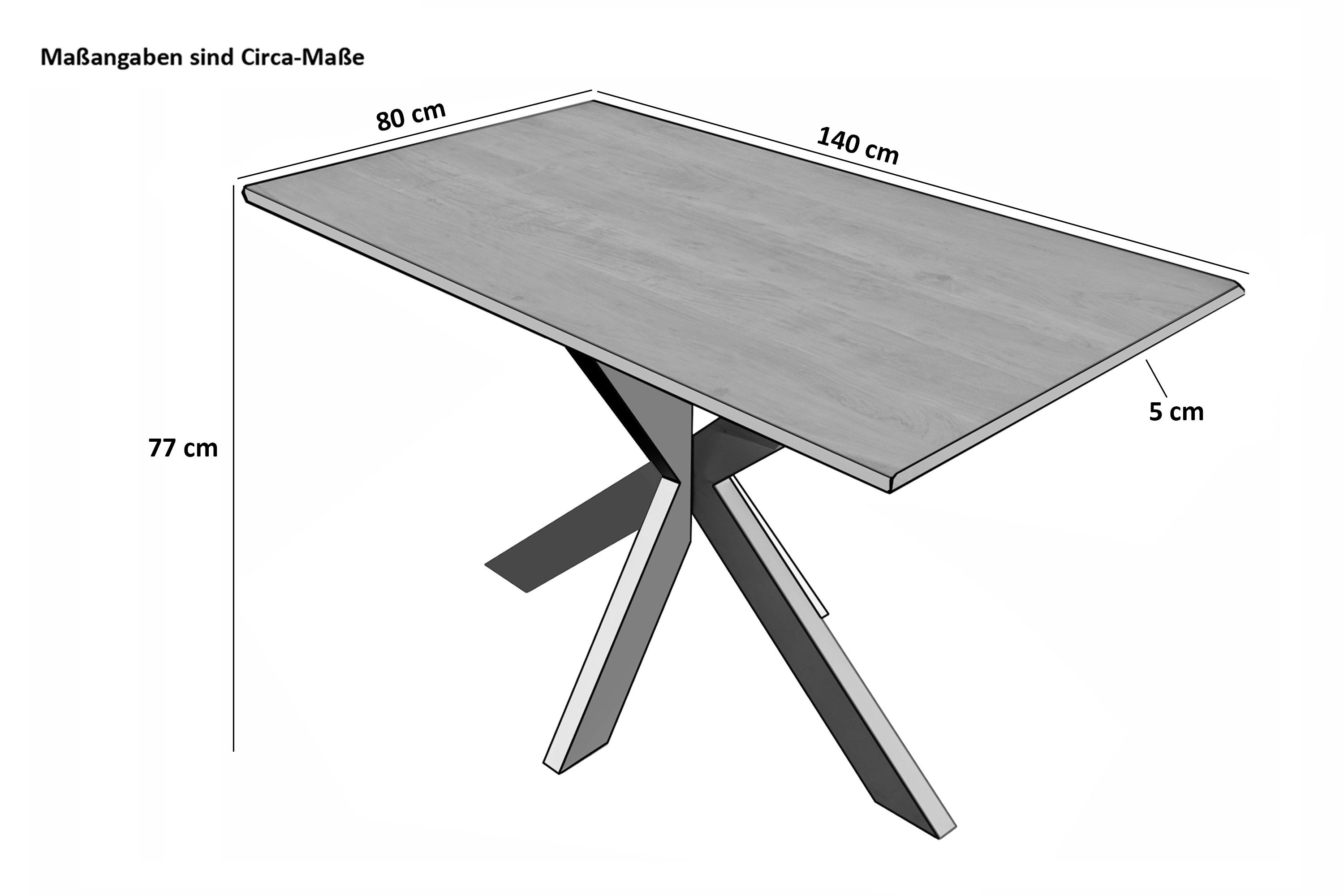 Trelevo® Esstisch Cuna_Mango_Spider, massives Mangoholz, Mango günstig online kaufen